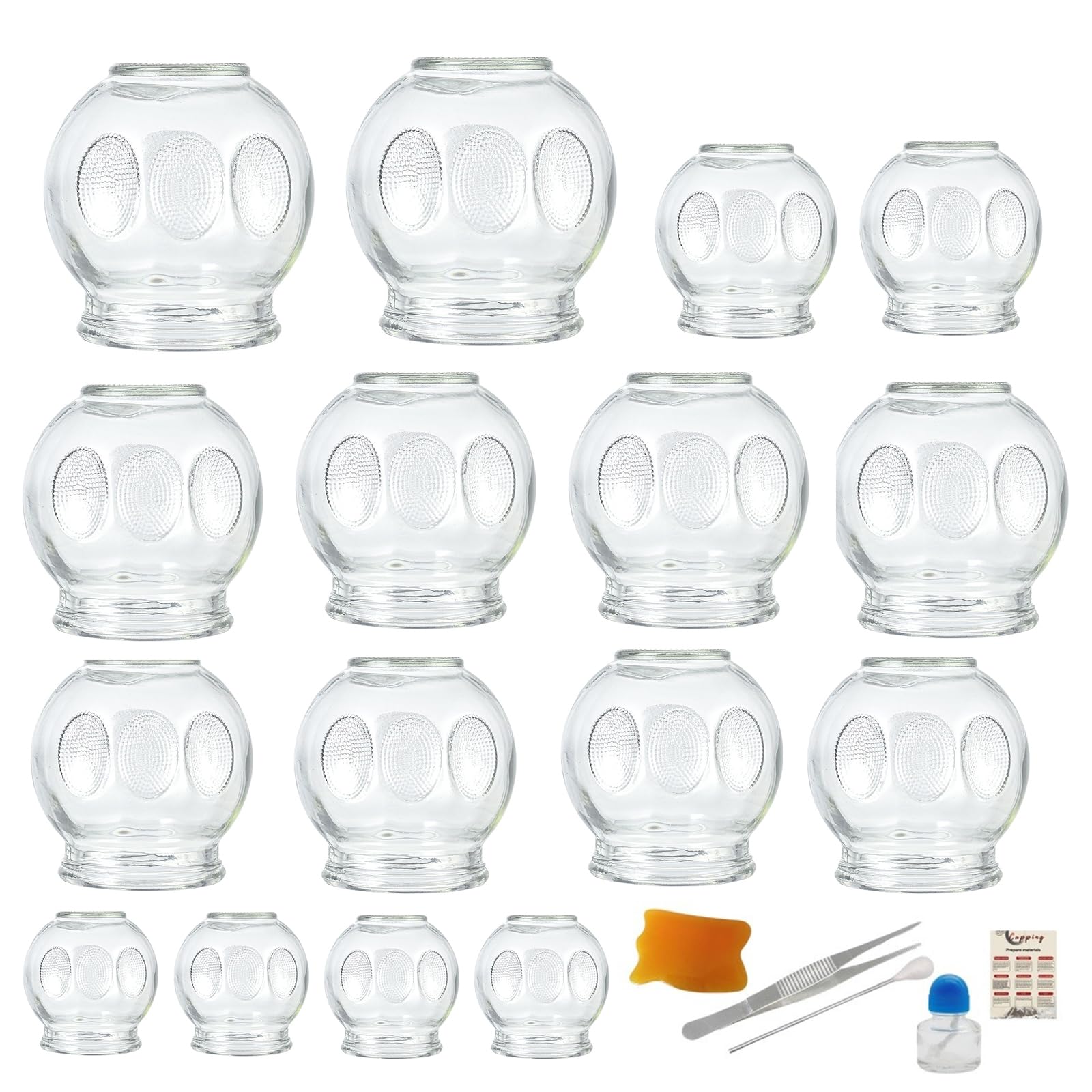 16PCS Glass Cupping Therapy Set Professional Chinese Traditional Acupoint Massage Cups for Cupping Therapy Treatment Thick Glass Cupping Set for Body