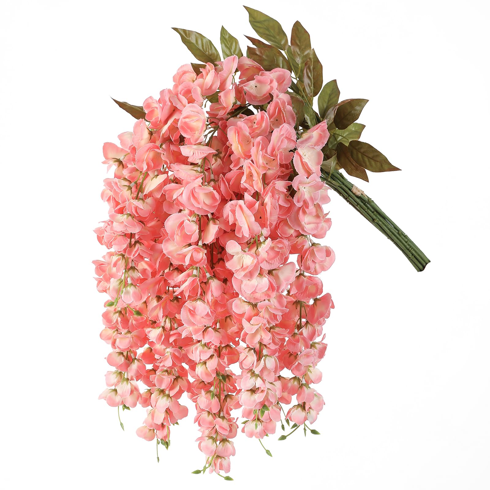 LUWENER 4 Pcs Pink Artificial Wisteria flower Stems