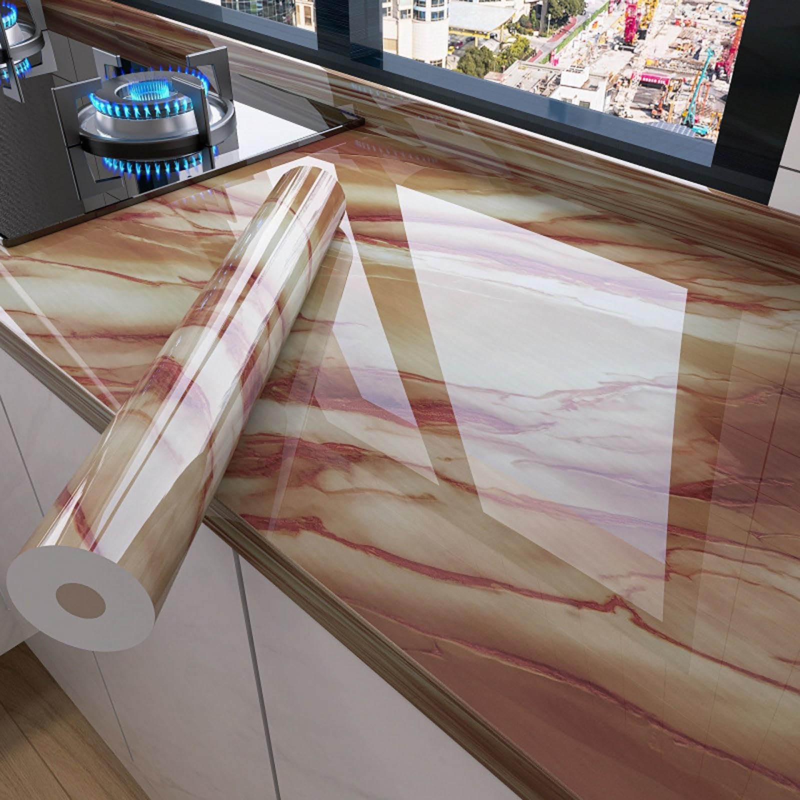 Foelanne Style C Back Self Adhesive Wallpaper, Marble Self Adhesive Wallpaper And Contact Paper For Kitchen Counter 60Cm X 3-30M(,60Cm*5M)