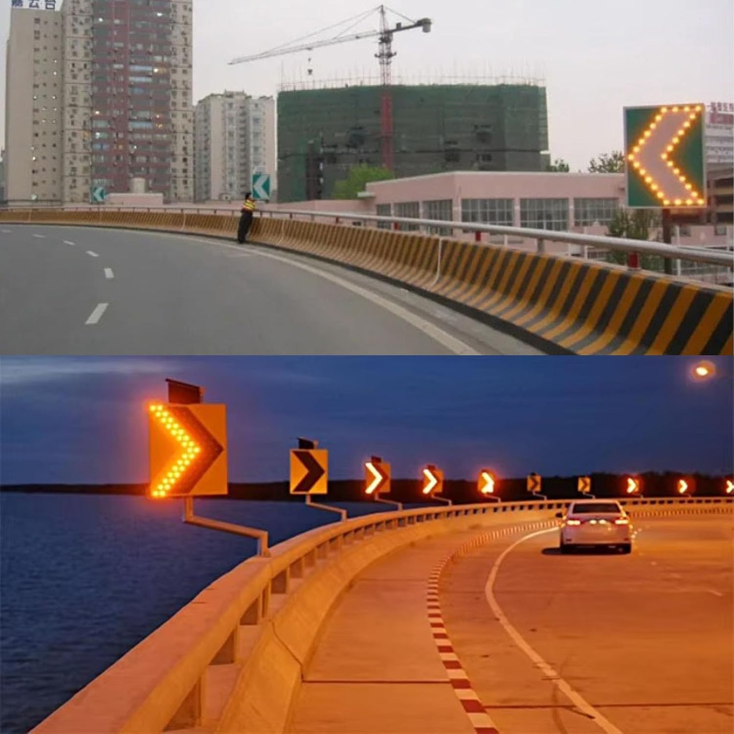 Panneau Métallique À Flèche Droite en Chevron Solaire, Panneau De Signalisation Routière LED pour La Sécurité Routière, Polyvalent, Utilisable À Gauche Et À Droite. Yellow 600 * 800mm