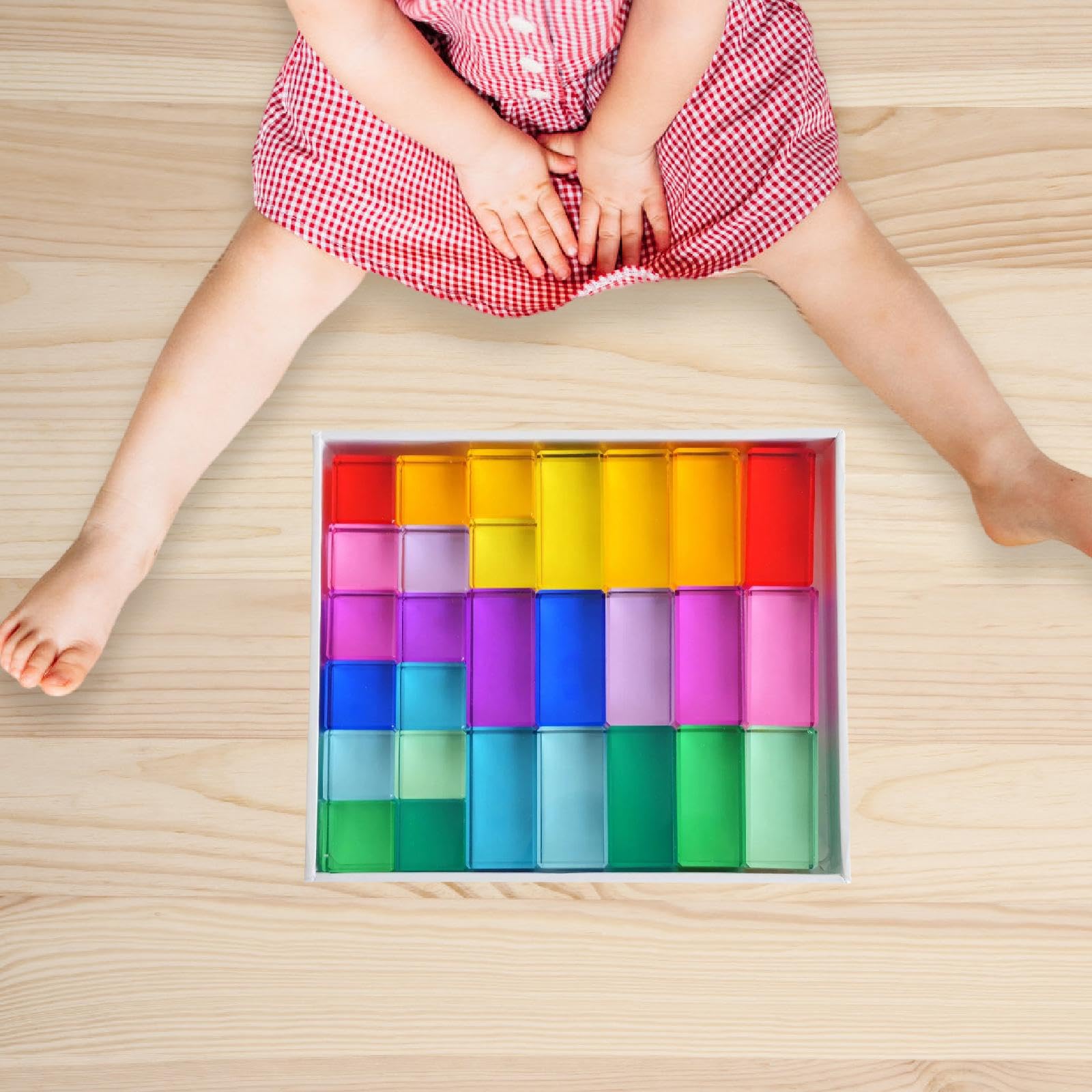 Set di Blocchi da Costruzione Arcobaleno, Giocattoli impilabili, cubi acrilici educativi per la Scuola
