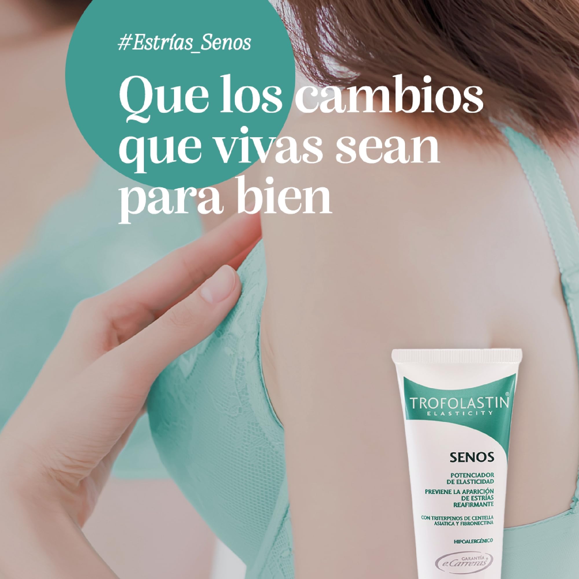 Trofolastin - Reafirmante de Senos -Crema antiestrías para senos, restructura y tensa la piel - Con Centella asiática- 75 ml