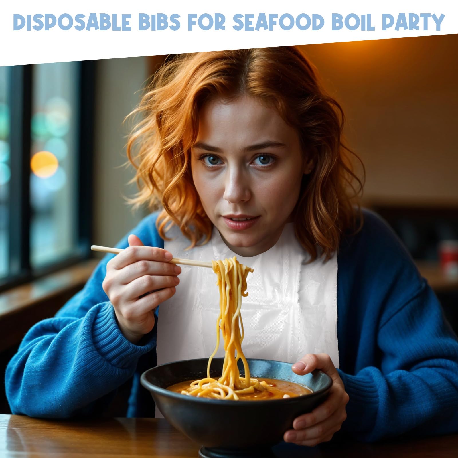 Baberos desechables, paquete de 30 baberos de plástico de 24 pulgadas para adultos para mujeres mayores y hombres mayores, impermeables y a prueba de aceite