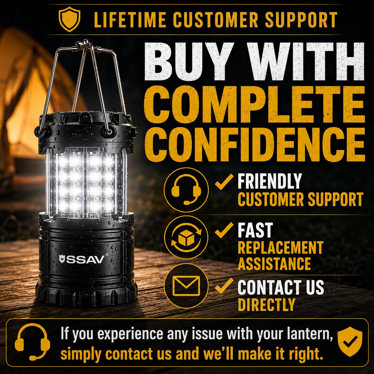 SSAV Paquete de 2 faroles LED de camping, linternas de emergencia para cortes de energía y preparación para huracanes, luces de supervivencia portátiles plegables para camping, tormentas y emergencias