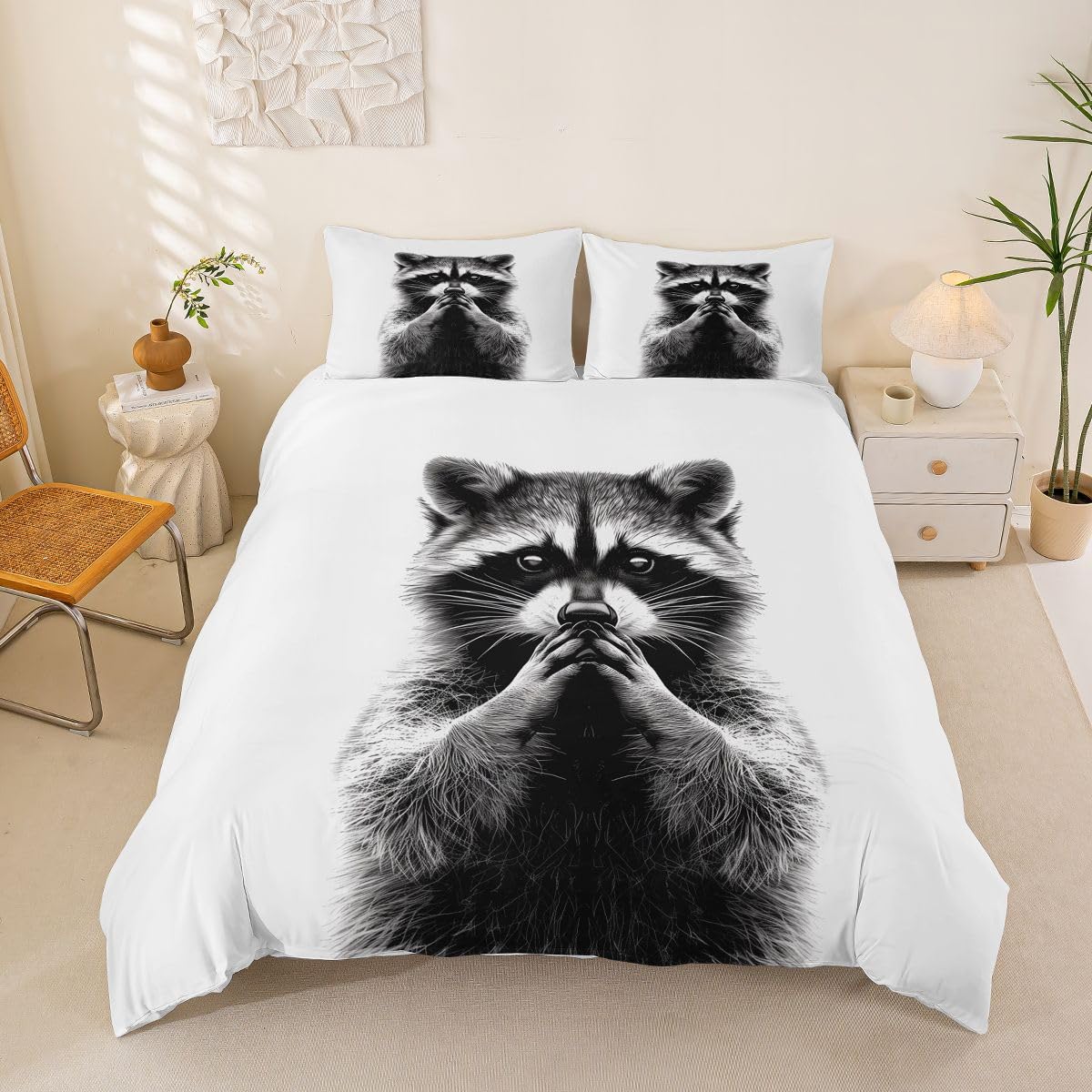 Parure de lit 2 personnes blanche en microfibre résistante avec 2 taies 65x65 cm