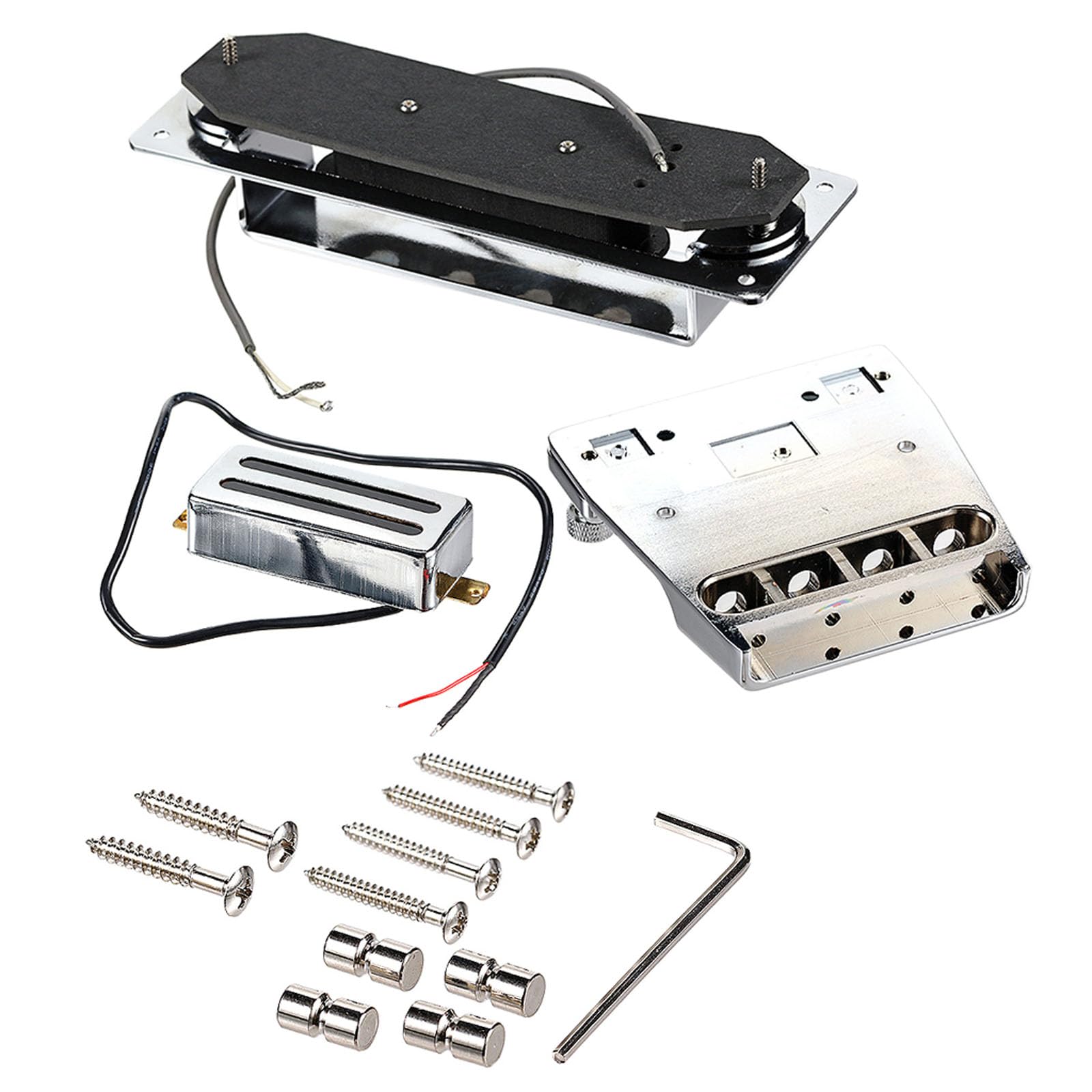 Juego de puente de bajo eléctrico de 4 cuerdas y pastilla para bajo eléctrico y accesorios de repuesto para guitarra