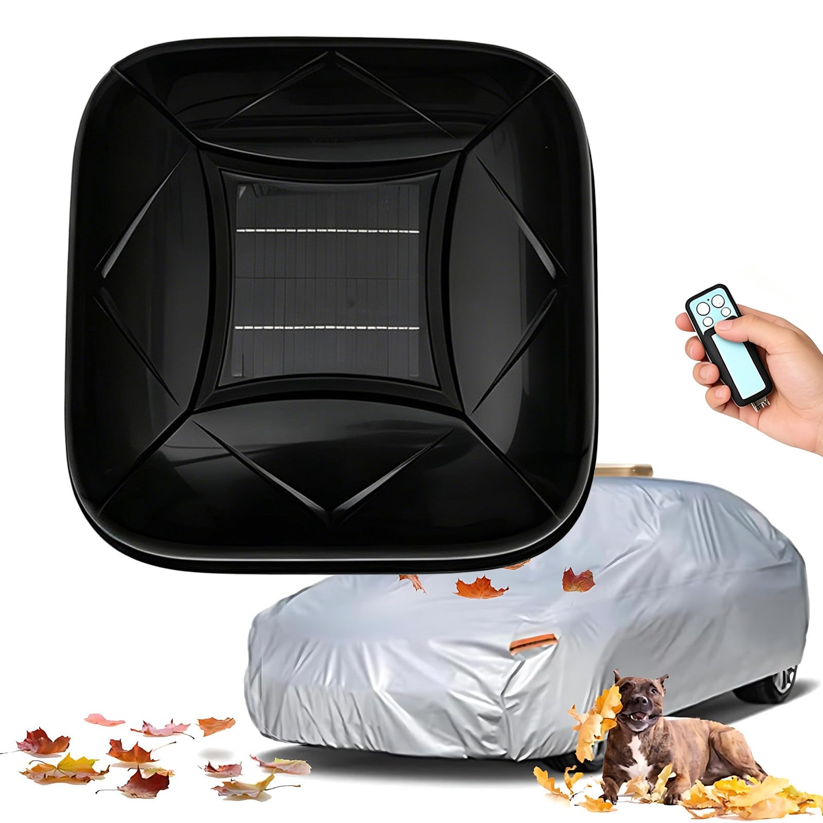 Lunauemaya Black Solar Powered Fully Automatic Car Cover, Smart Remote Control Retractable Auto Car Body Cover, All Weather Waterproof Uv Protection Dustproof Anti-Theft Car Tent For Sedan & Suv -Yxxl