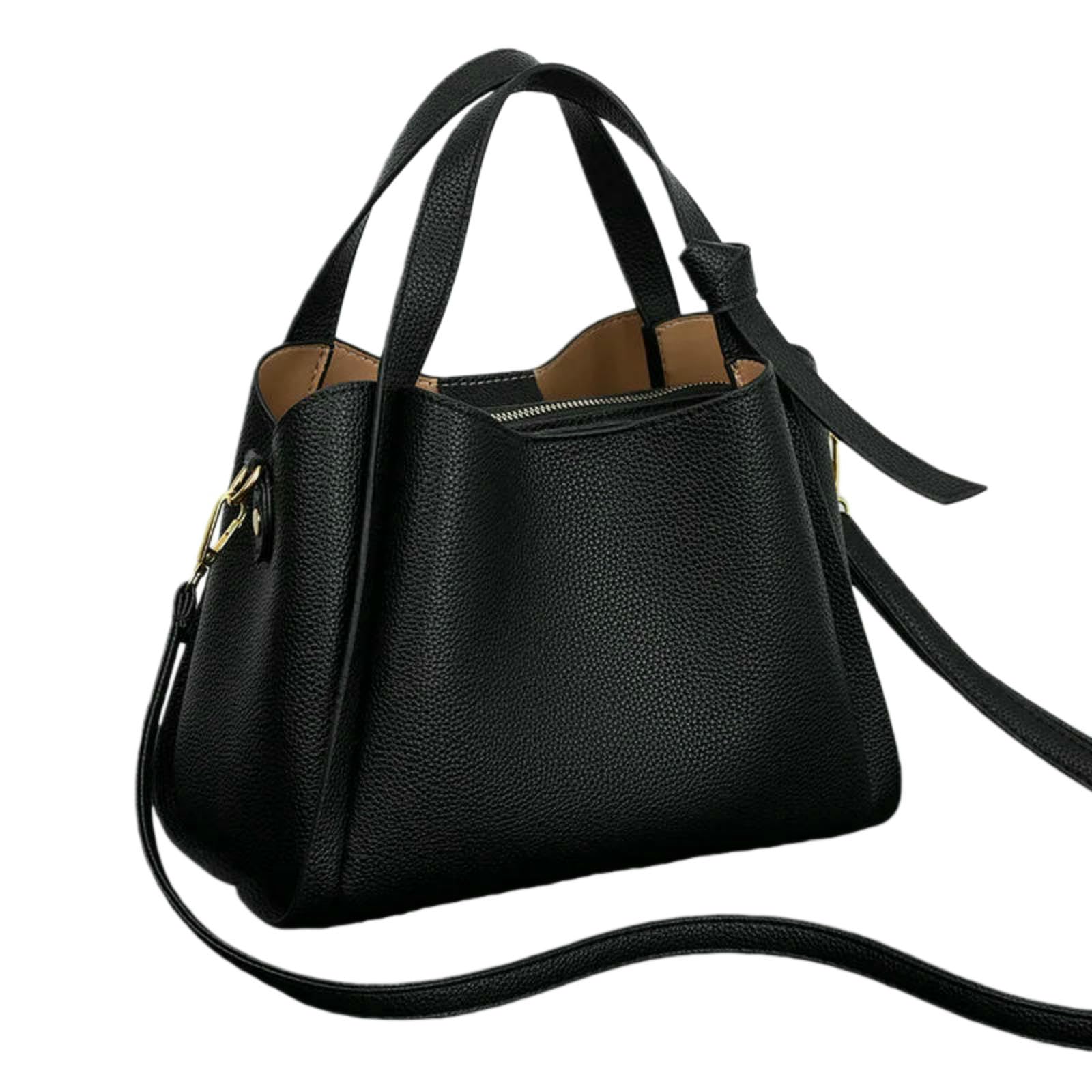 Veslyn Women's Black Tote Bag ；Makeup Fashion Spacious Crossbody – Handbag With Detachable Strap, Multi-Functional Purse For Office, Travel & Daily Life