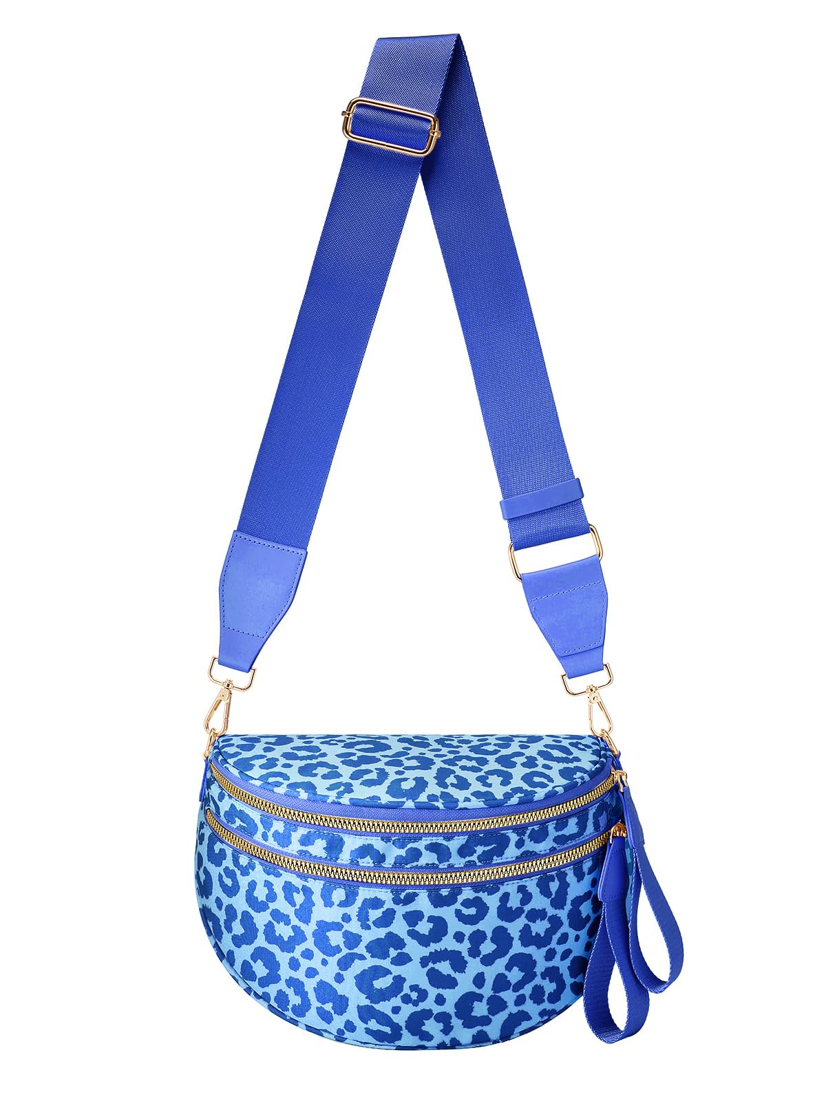 Pure Colour Crossbody Bag Bum Bag for Women,Spacious Purse Fanny Packs Belt Bag,Oversized Bum Bag (Rainbow Blue Leopard Bum Bag)