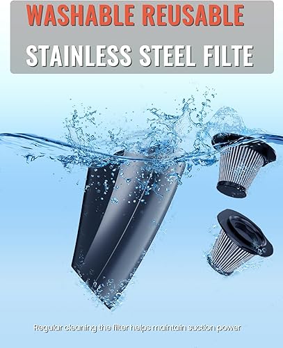 Miniatura 6 de TEMOLA Aspiradora de mano inalámbrica, aspiradora portátil inalámbrica de 12000 Pa con motor sin escobillas, mini aspiradora ligera de 0.8 libras,