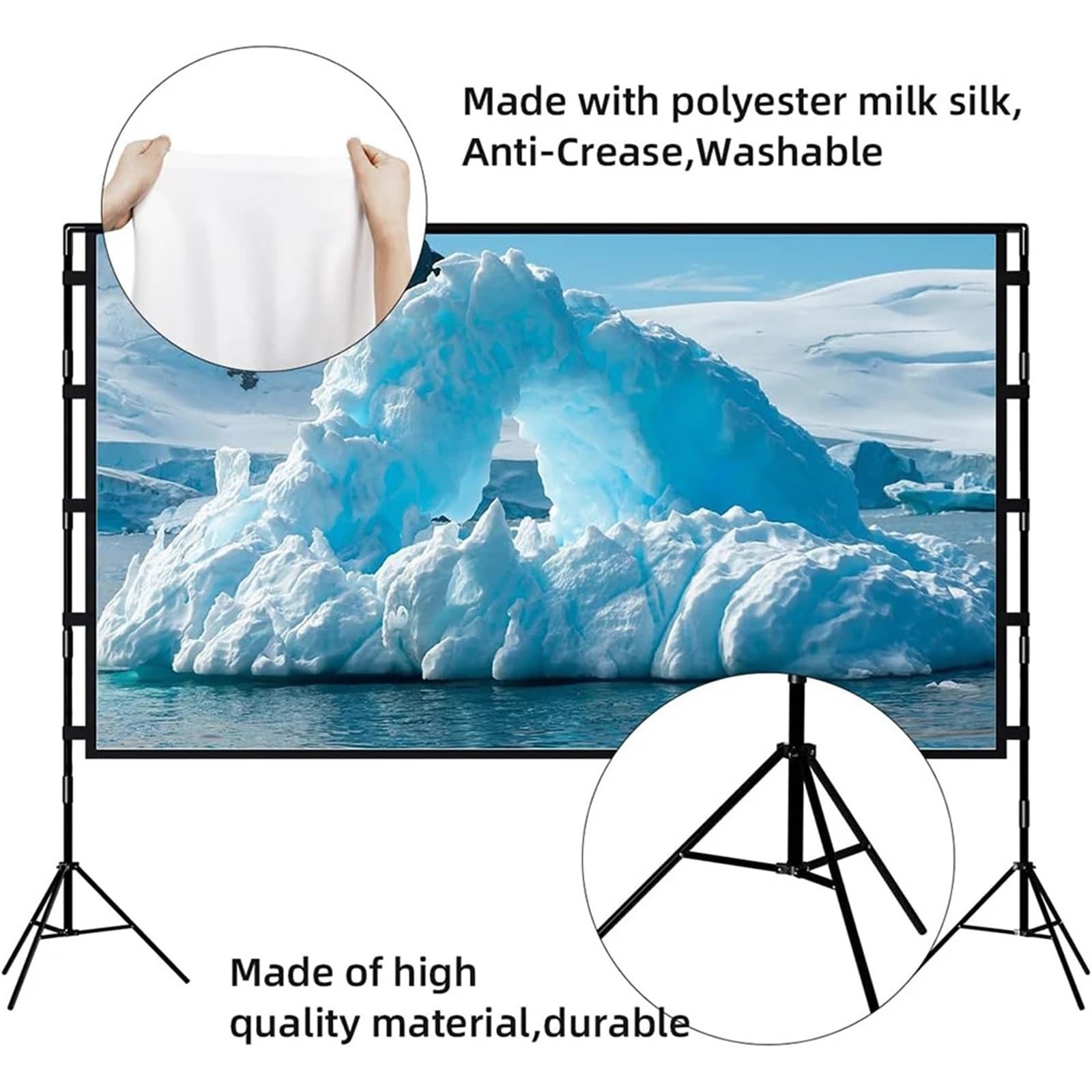 Pantalla De Proyector con Soporte Blanco Suave Y Sin Arrugas