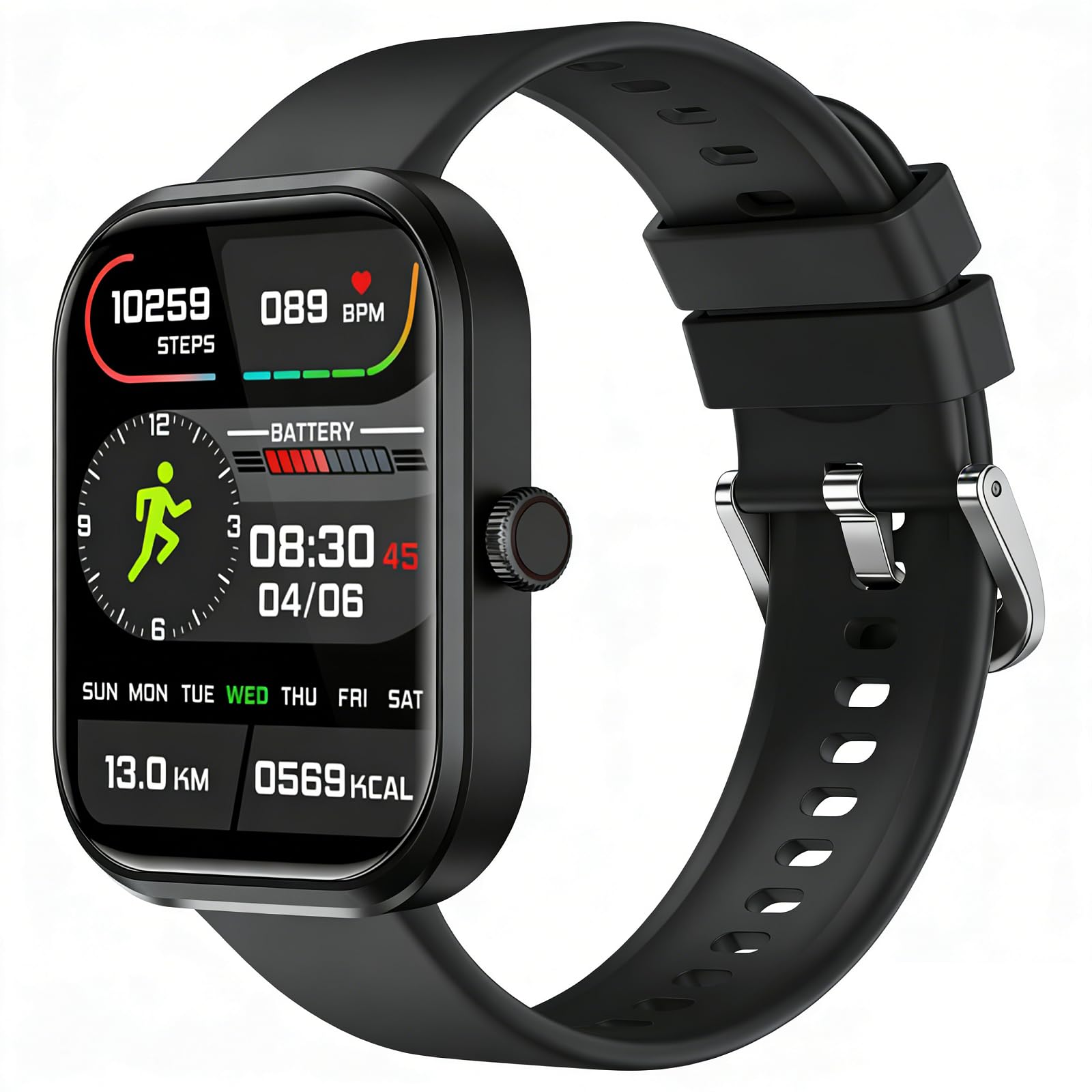 Smartwatch Herren mit Telefonfunktion, 2.01" HD Touchscreen, Herzfrequenz Monitor, SpO2 Messung, Magnetischem Laden, Lange Akkulaufzeit, IP67 Wasserdicht, Fitness Uhr kompatibel mit Android iOS - G21