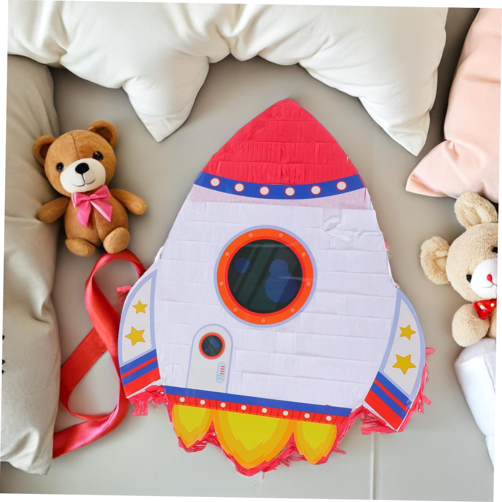 ibasenice Piñata Cohete para Fiesta de Cumpleaños Infantil con Confeti y Palito para Vendar los Ojos Artículos para Fiestas y Decoración de Piñata de Juguete para Decoraciones de Cumpleaños