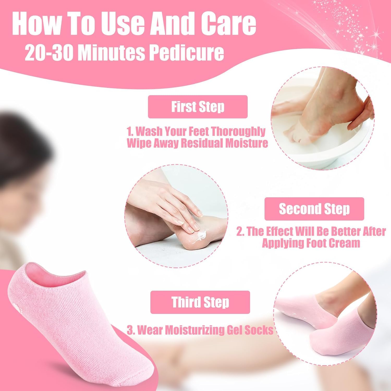 RIOMTRIC Moisturizing (2 PAIR) Silicone Spa Gel Socks for Women & Men Crack Heel Repair Socks with Natural Oil & Vitamin E for Dry Cracked Feet (Multicolor) 2 PAIR - Image 3 thumbnail