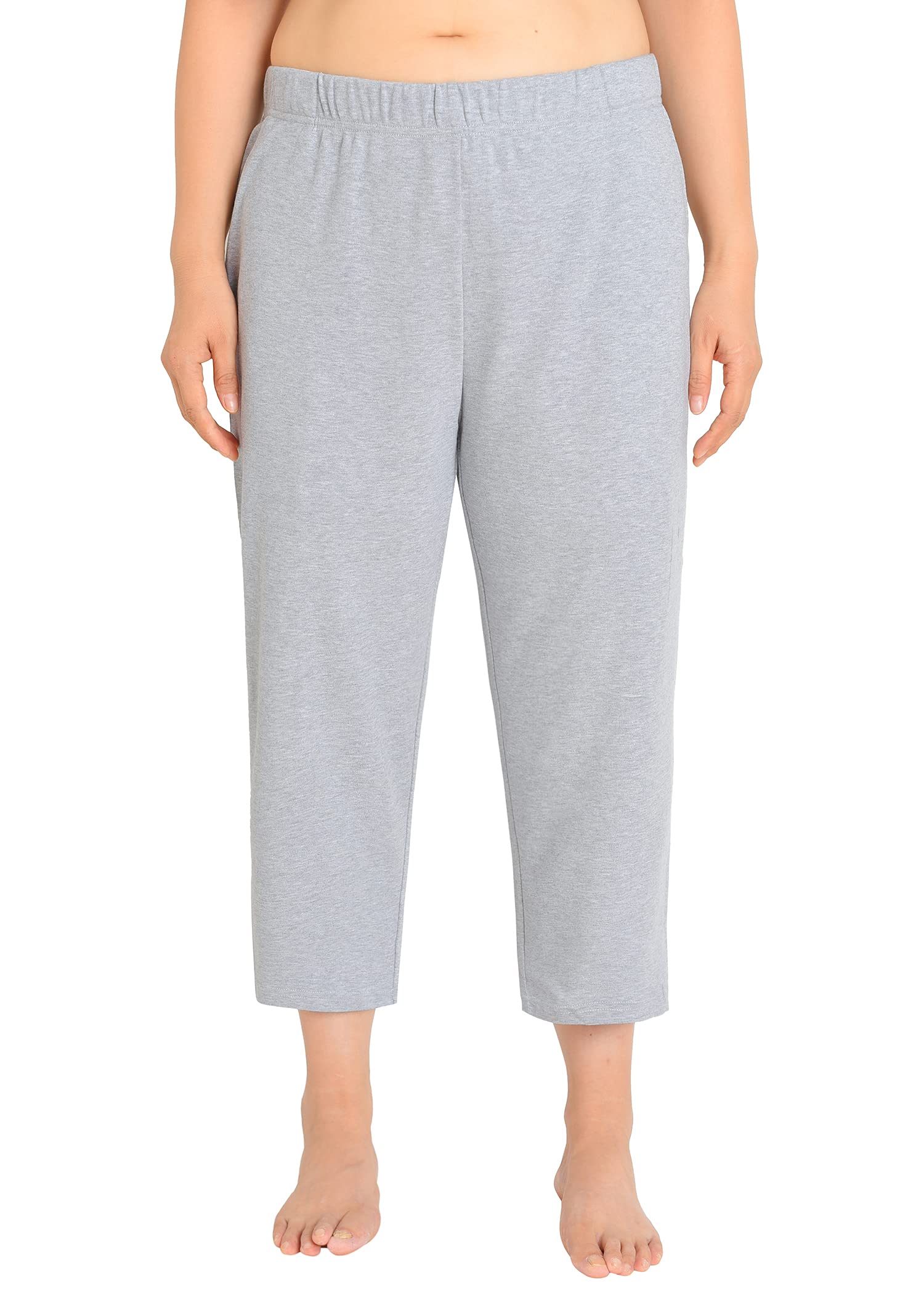 Weintee Womens Plus Size Knit Capri Pants with Pockets