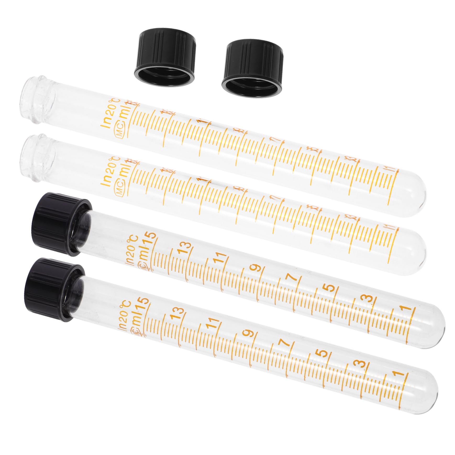 ULTECHNOVO 20piezas Tubo De Ensayo De Vidrio Graduado De Resistente Altas Temperaturas Tapa y Sellado Seguro Para Experimentos Científicos y Almacenamiento De Muestras