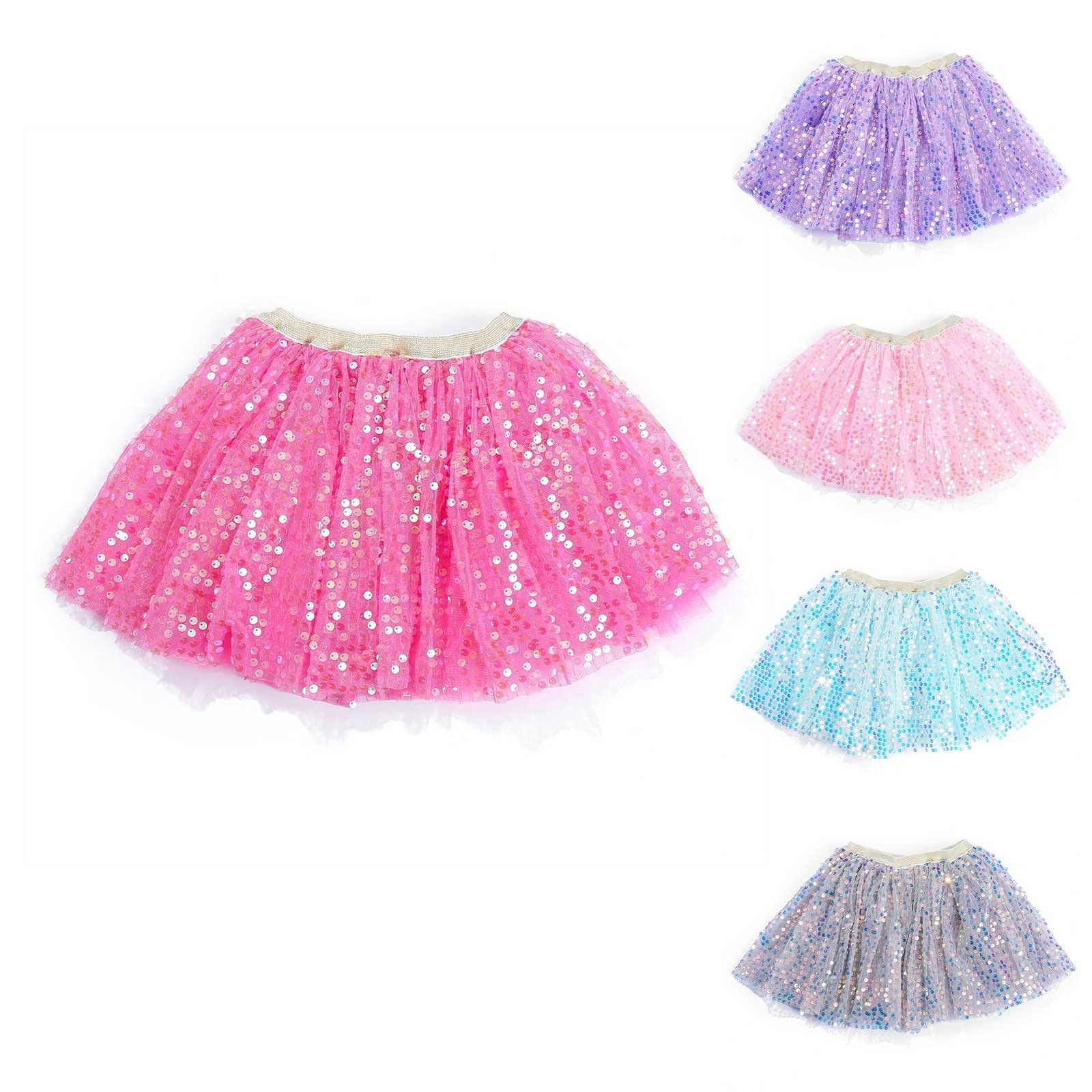 Baby Girls Layered Tutu Skirt Girls Sequins Tulle Skirts Ballet Dance Princess Skirt Toddler Birthday (Grey, 3-8 Years)