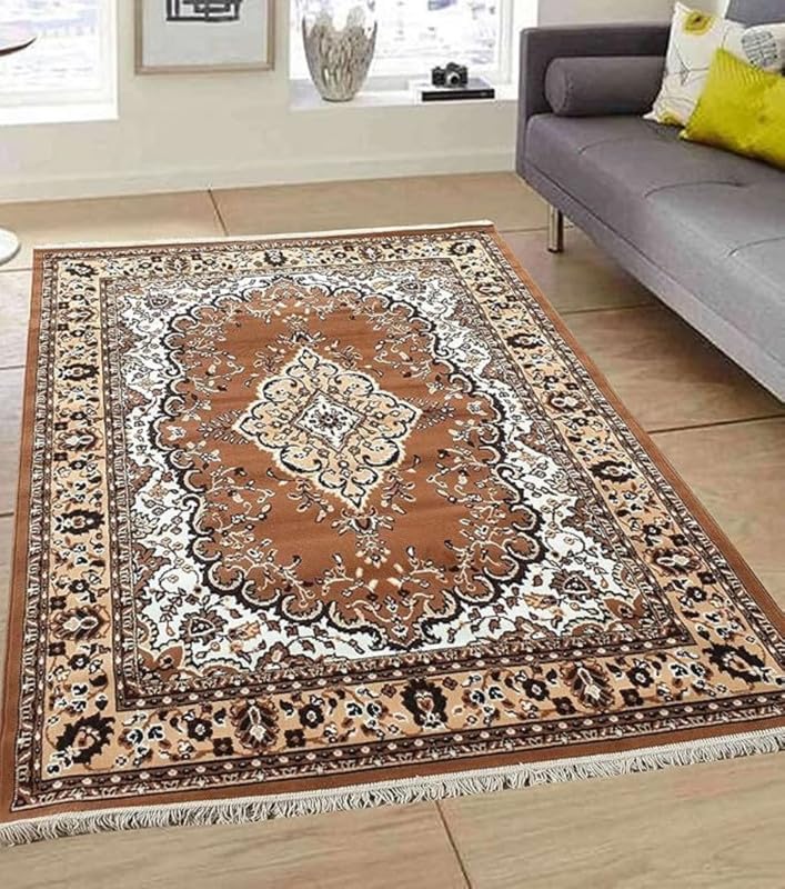 Image of Soft Traditional Washable Beautiful Acrylic Rugs for Home Decor Living Room 8x11 feet (240 x 330 CM) Gold