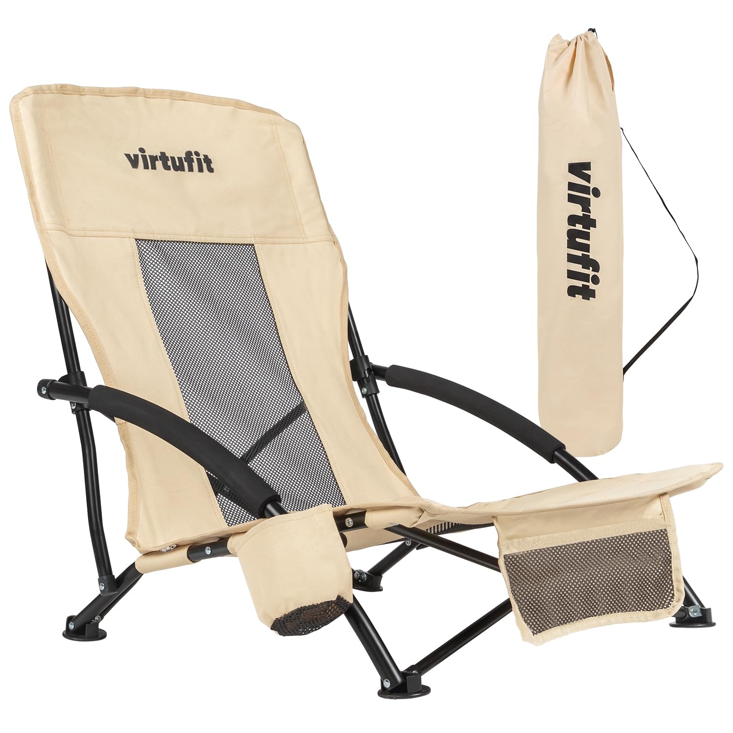 VirtuFit Chaise de plage pliable - Beige