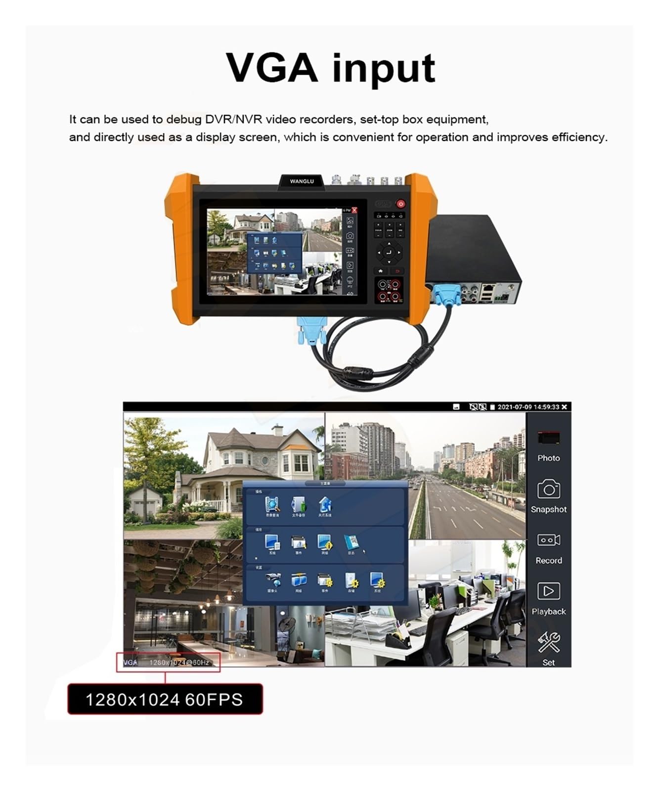 Tester CCTV, 8K H.265 7-calowy Tester Kamery CCTV IPC Wanglu K15-CLMOVTADHSEF SFP Moduł Optyczny AHD CVI TVI SDI 8K Tester Kamery IPC Color Bar Gener,Lekki(K15-CLMOVTADHSEF)