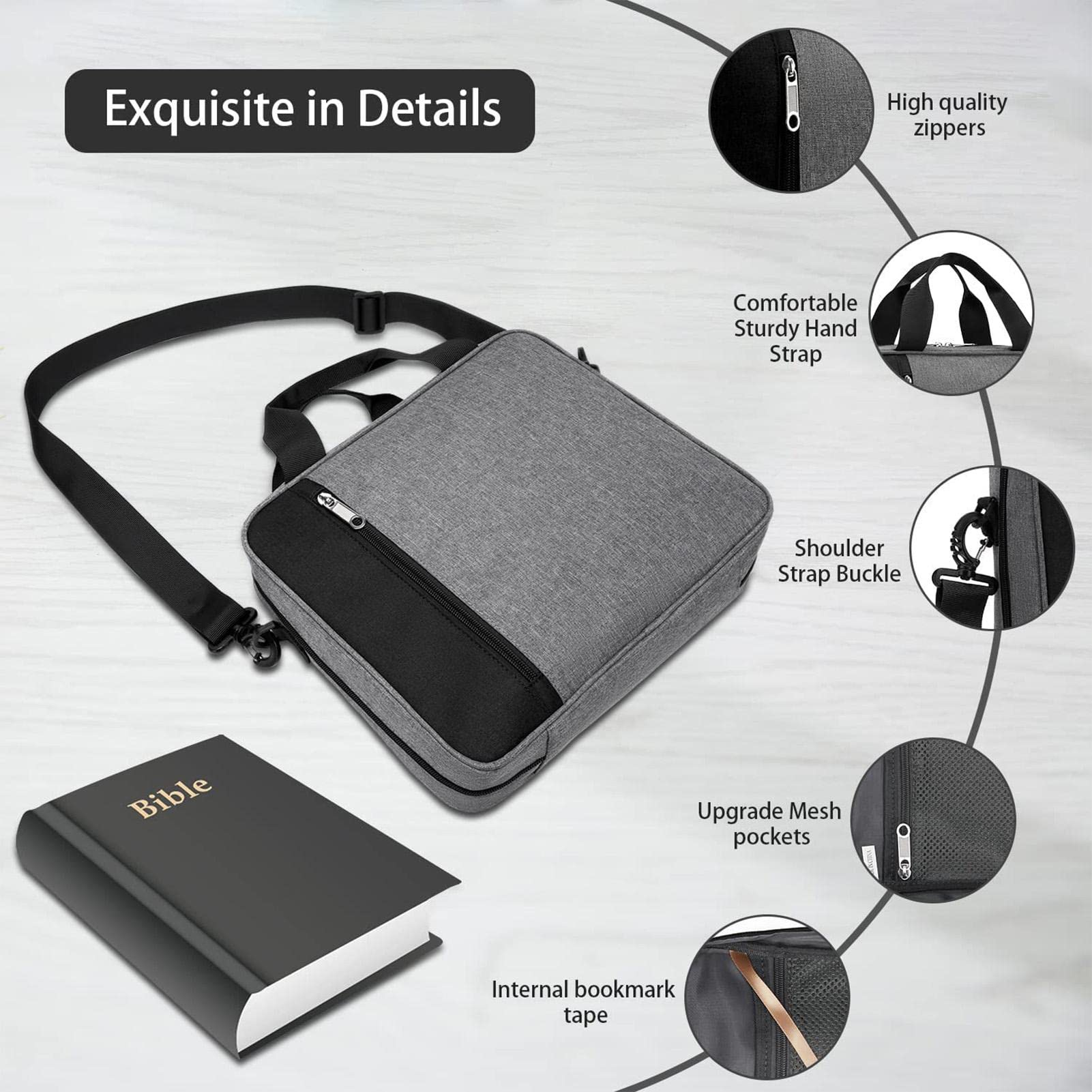 Custodia Per Bibbia Con Stampa Colibrì E Fiori - Impermeabile, Multi Tasche, Con Manico - Foto 10