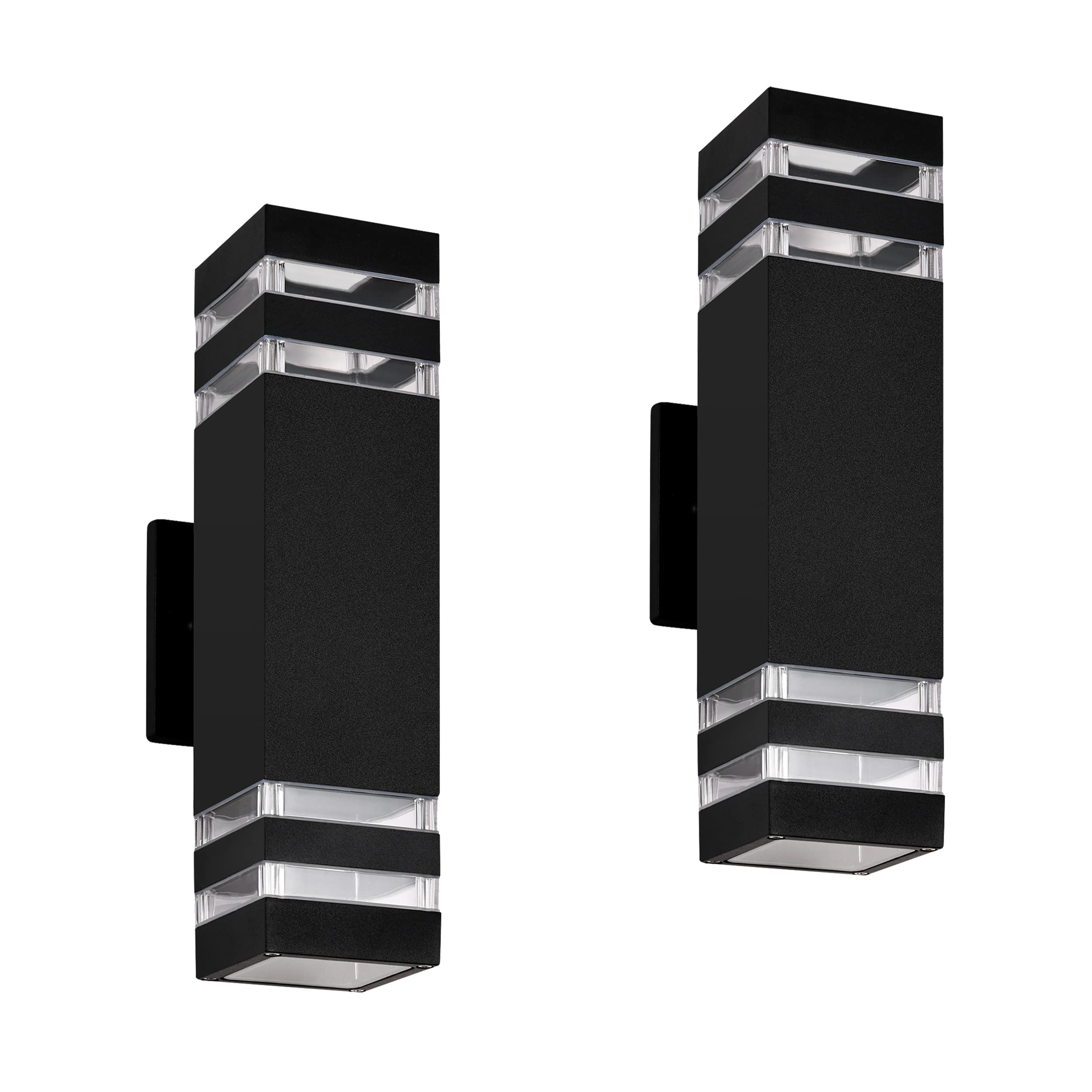 2-Pack LED Outdoor Wall Light, Black Modern Wall Sconce, IP54 Waterproof Outdoor Up/Down Porch Light, 3000K Warm White, Housen Solutions