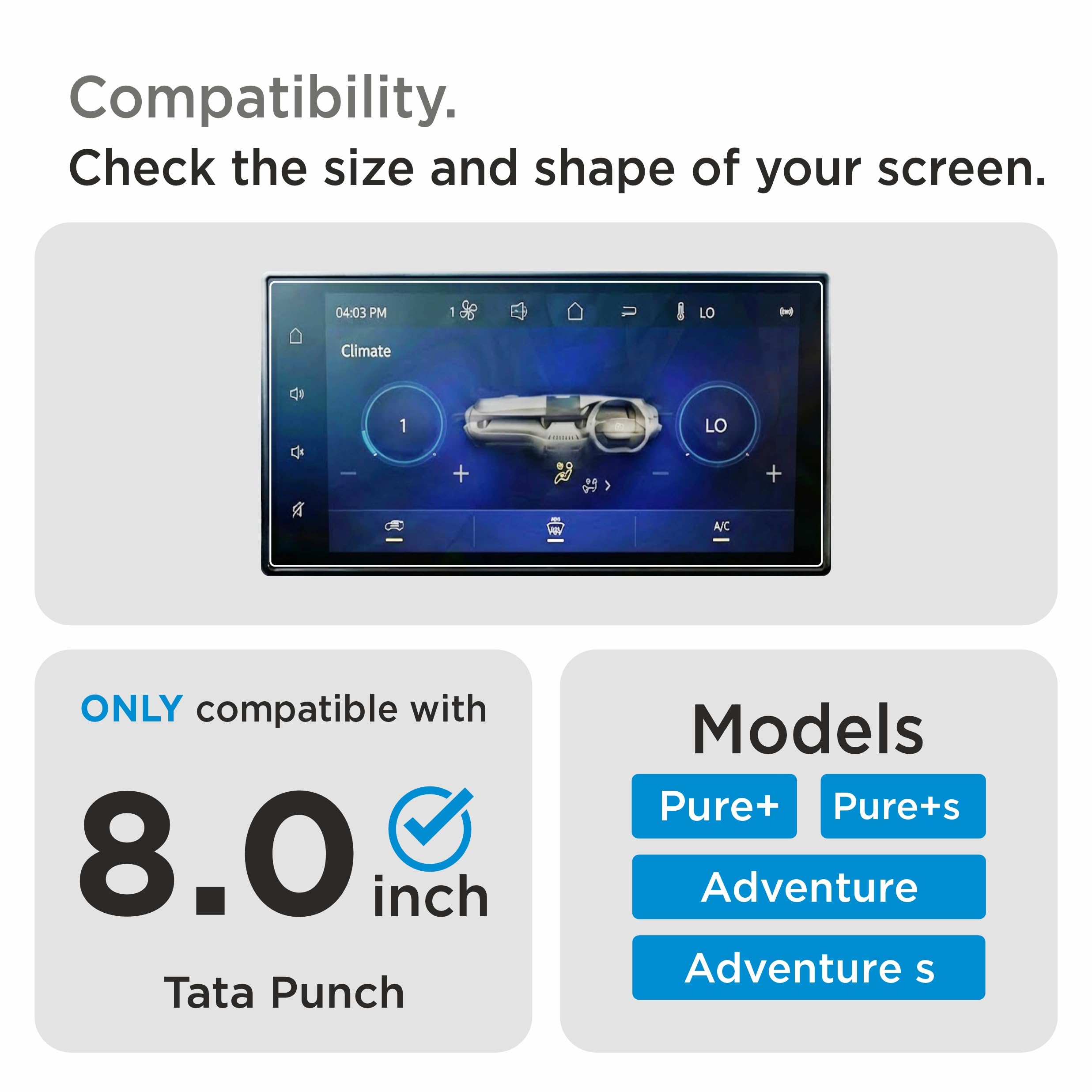 SCREEN GUARD For TATA PUNCH 2026 Facelift || Pure+ | Pure+S | Adventure | Adventure S || 8-INCH INFOTAINMENT TOUCHSCREEN + STEERING CLUSTER PROTECTOR || Anti Scratch | Water Resistant | HD Clear | High Touch Sensitivity | Digital Car Music Stereo Accessories [Not Tempered Glass] — Amazon image 2