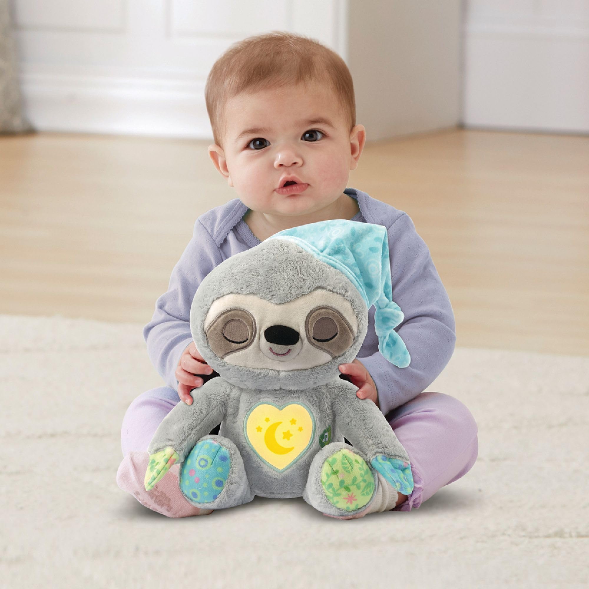 VTech 548205 Mon Paresseux Rêves Merveilleux, Peluche Bébé Interactive et Apaisante, Tête Animée, Veilleuse, Musique Douce, Bruits Blancs et Sons de la Nature, Cadeau de Naissance, Multicolore