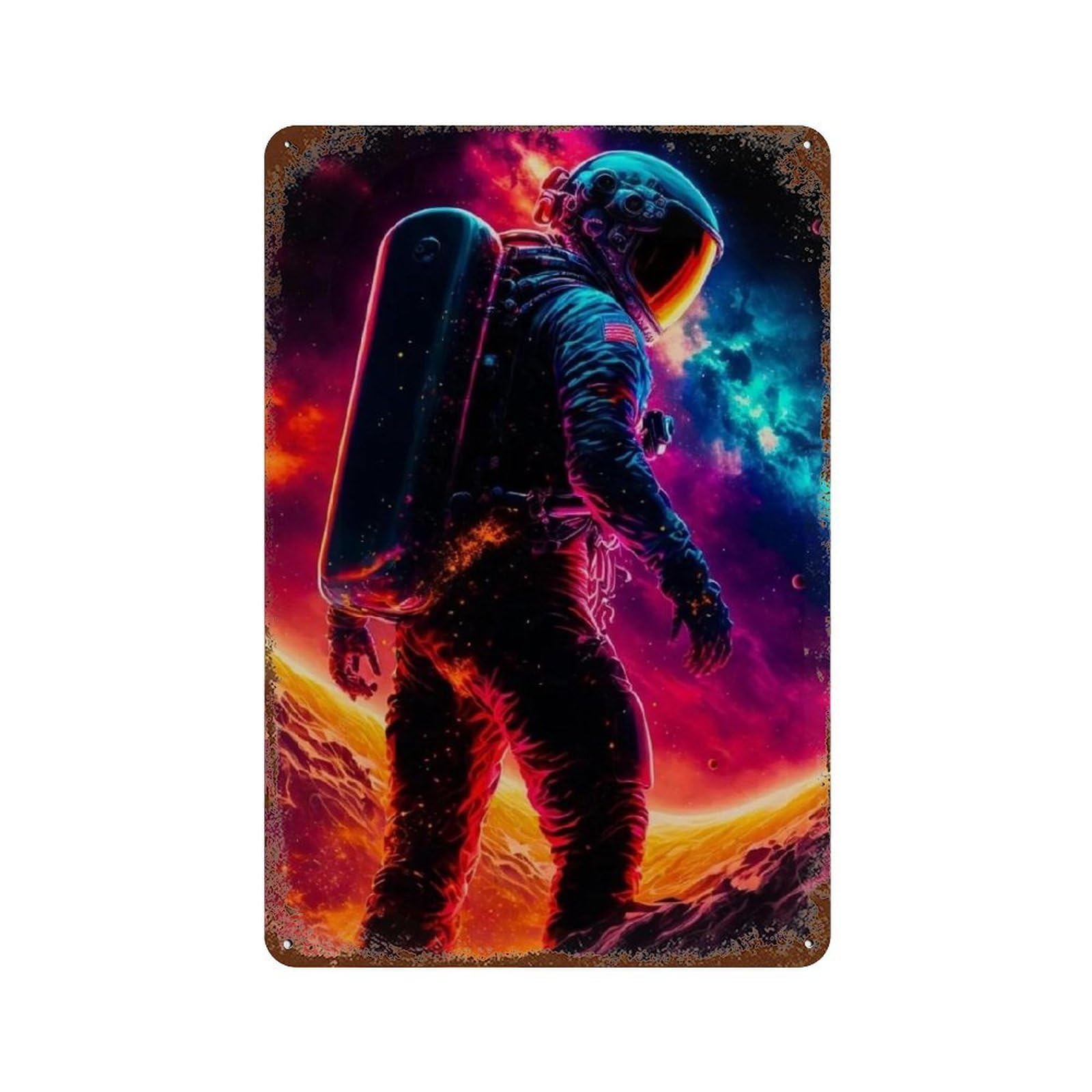 Cosmic Astronaut Adventure-6 Rusty Metal Tin Sign 11.8"x7.9", Rustic Home Decor for Garage, Pub Or Kitchen