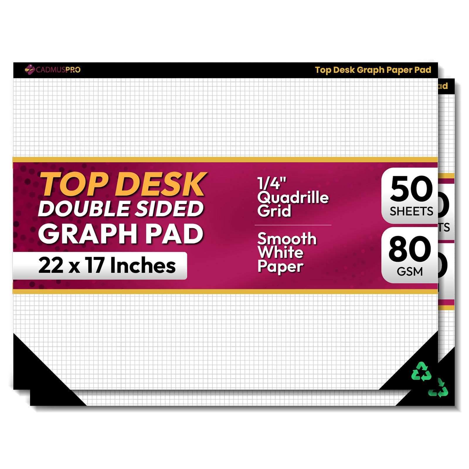 Bloc graphique CADMUSPRO en cuir et agrafes pour architectes et designers