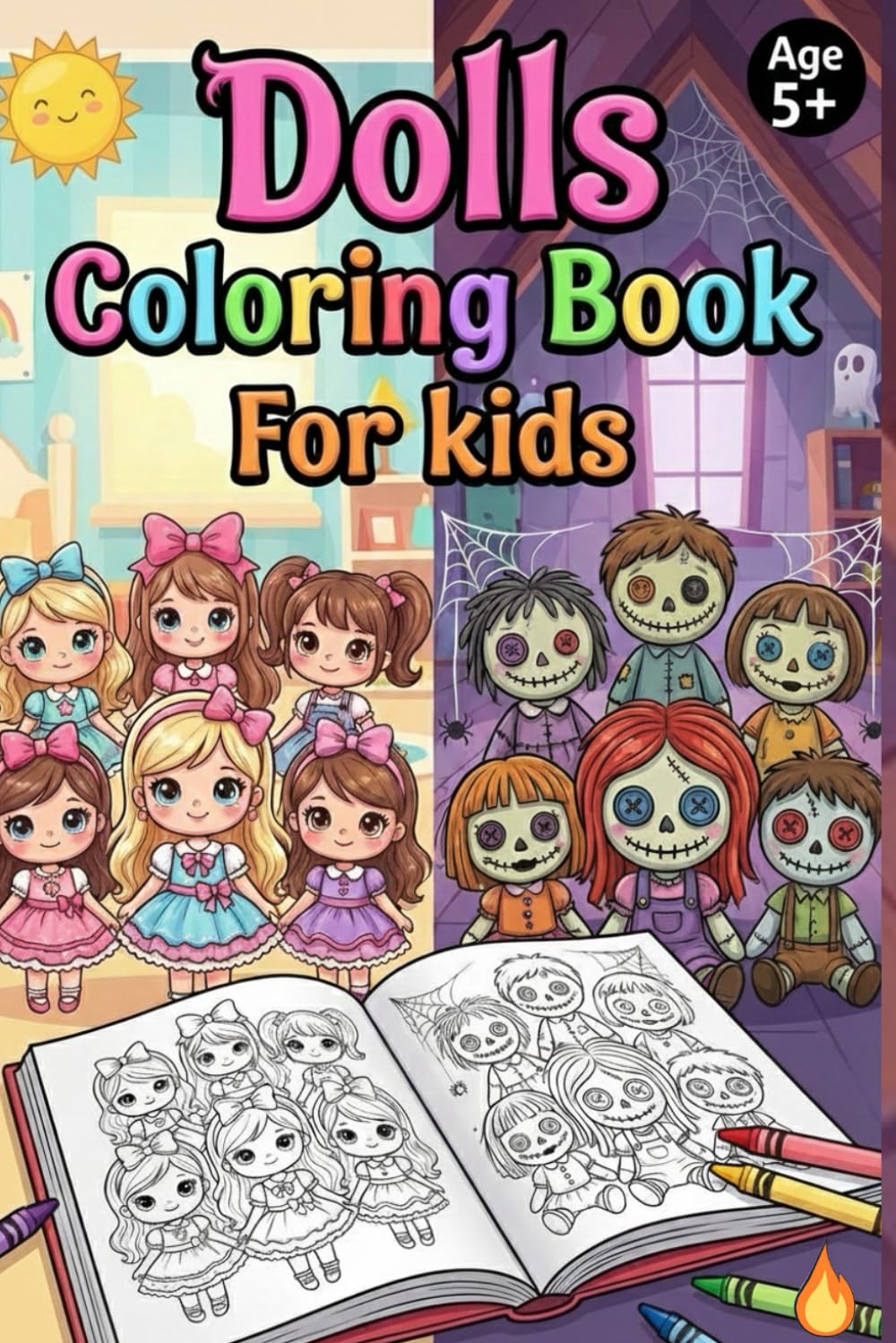 Dolls Coloring Book for Kids Ages 5+ Cute Doll Characters, Princess Dolls, Fashion Dolls & Fun Coloring Pages for Girls and Boys