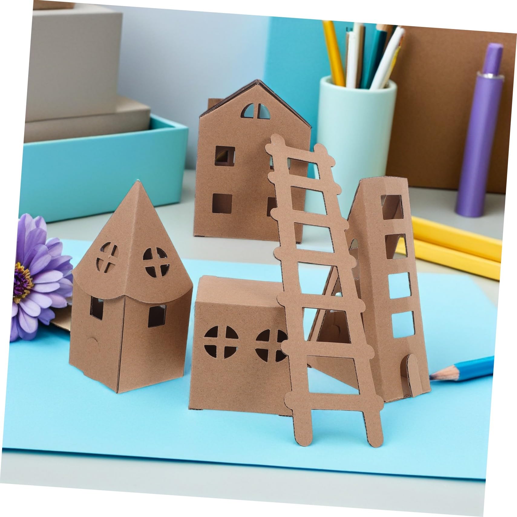 Zerodeko Casetta in Cartone da Colorare in Miniatura Kit di Costruzione di Case in Cartone per Ragazzo Ragazza Modello di Casa Fai da Te Giocattolo per Attività Creative e Lavoretti Manu