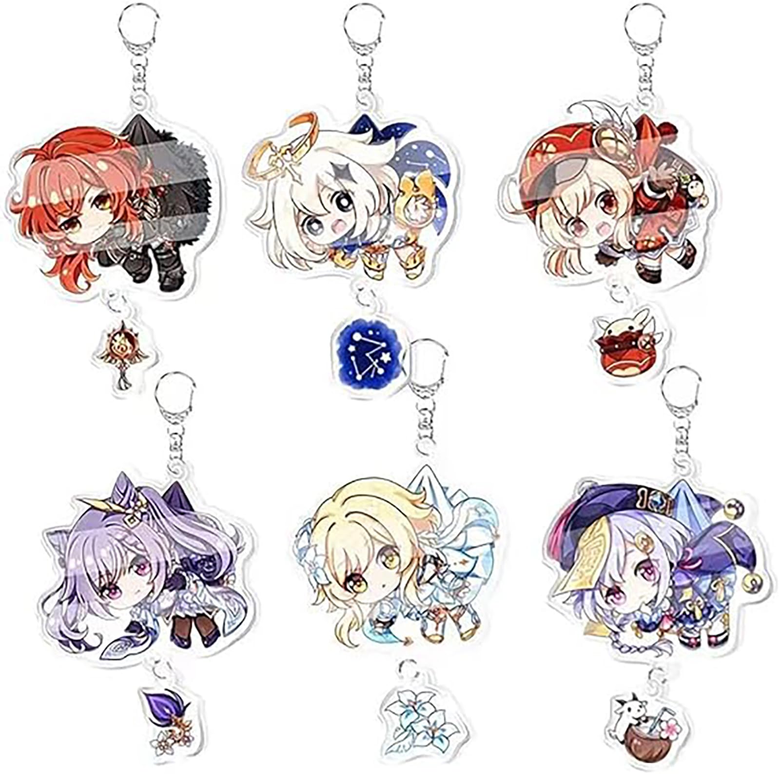 Genshin Impact Keychain, Anime Keychains Cute Kawaii Acrylic Keychain Set for Backpacks,Gifts for Women Men Boys Girls
