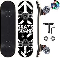 Vista 10 de Patinetas con ruedas brillantes y coloridas para principiantes, niños, adolescentes, adultos, tablas estándar completas de 9 capas de arce