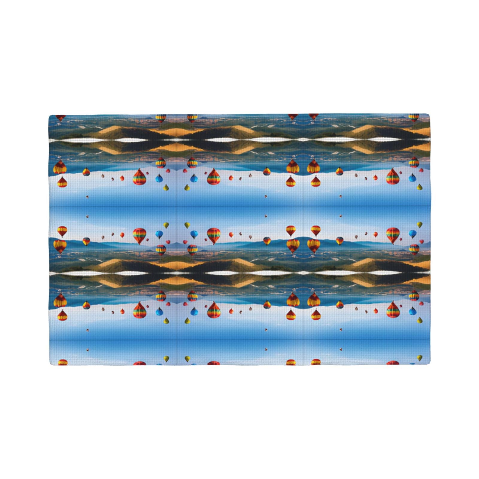 Hot Air Balloons Print Imitation Linen Placemat – Elegant Double-Sided Printed Table Mat for Home, Dining, Weddings