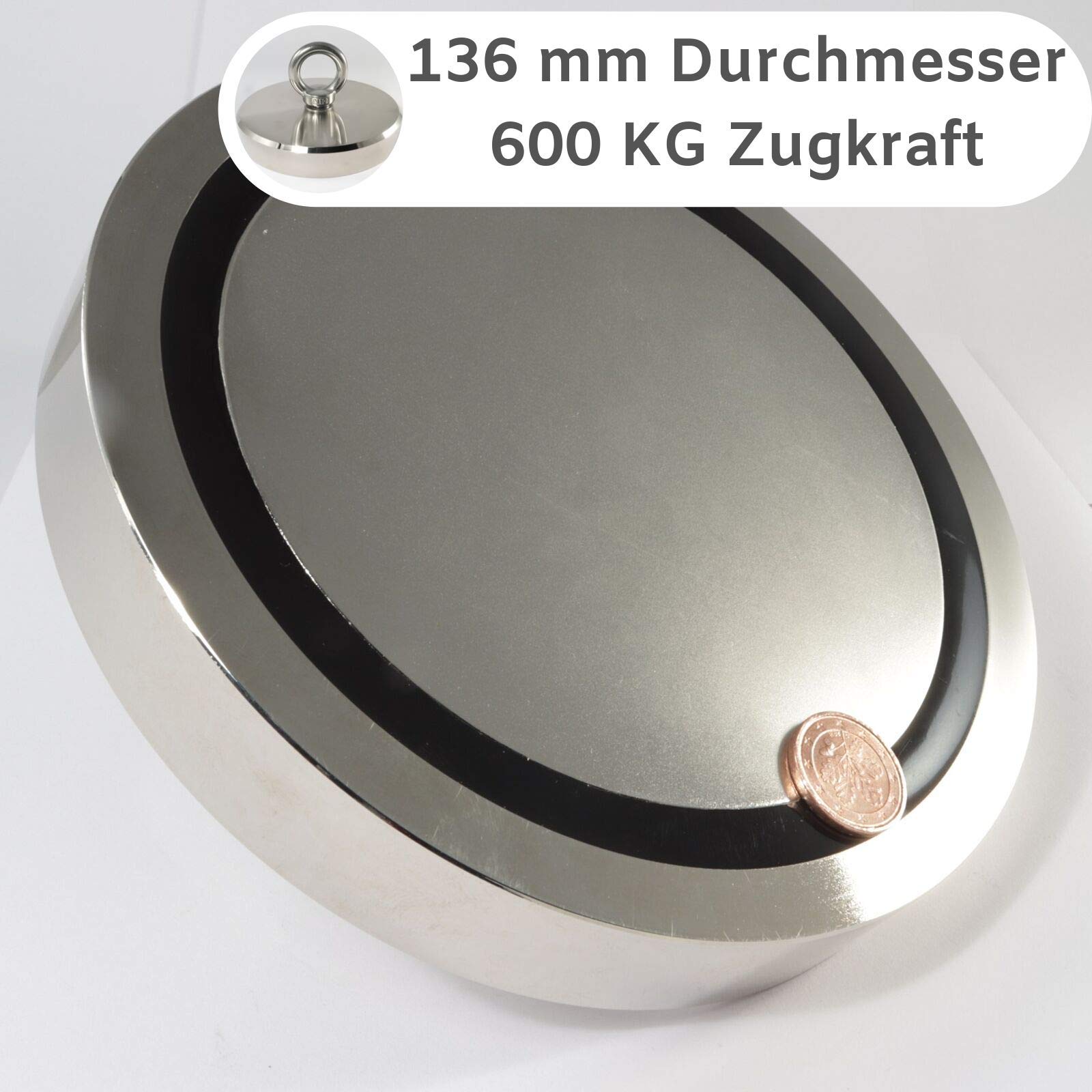 Magnes neodymowy do łowienia ryb – magnes neodymowy do łowienia ryb – 136 mm – siła ciągnąca 600 kg – magnes wędkarski – magnes do łowienia ryb – płaski chwytak do magnesu