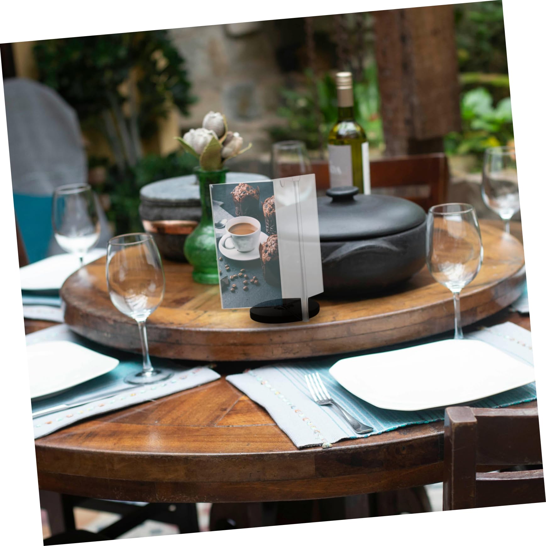 2piezas Soporte De Menú De Escritorio Exhibidor De Menú Multifacético Con Base Para Restaurantes Cafés