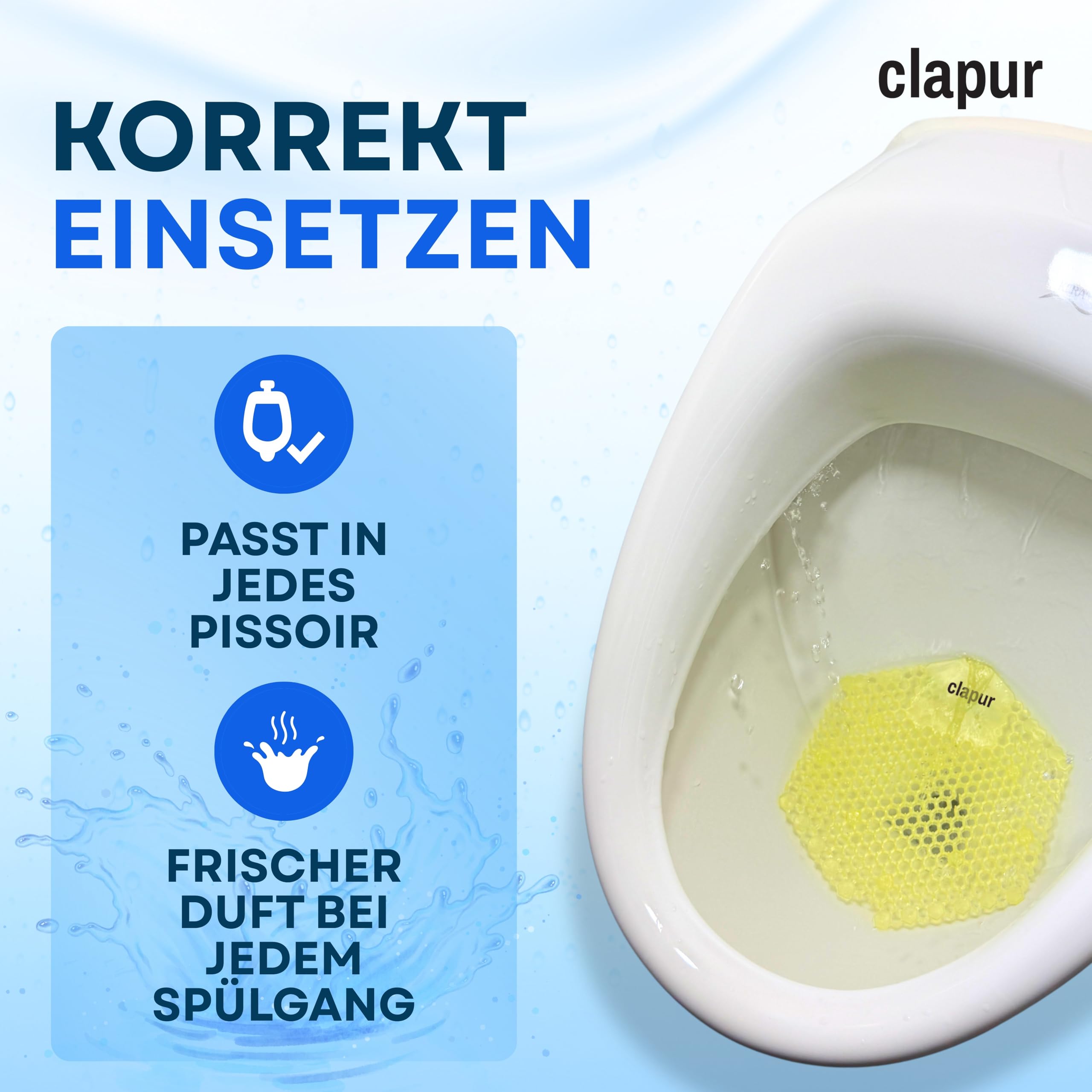 sitko do pisuaru (2 szt.) z zapachem cytrusowym, wskaźnikiem wymiany i dwustronną ochroną przed pryskaniem, do każdego pisuaru i pisuaru, prostokątne, żółte