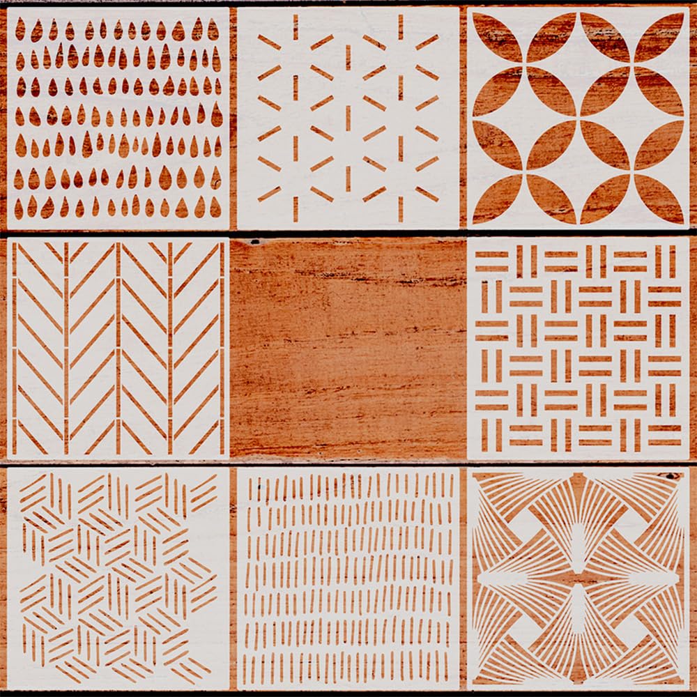ZSUIQIN 8 Pcs Drawing Painting Stencils, for Scrapbooking & Furniture