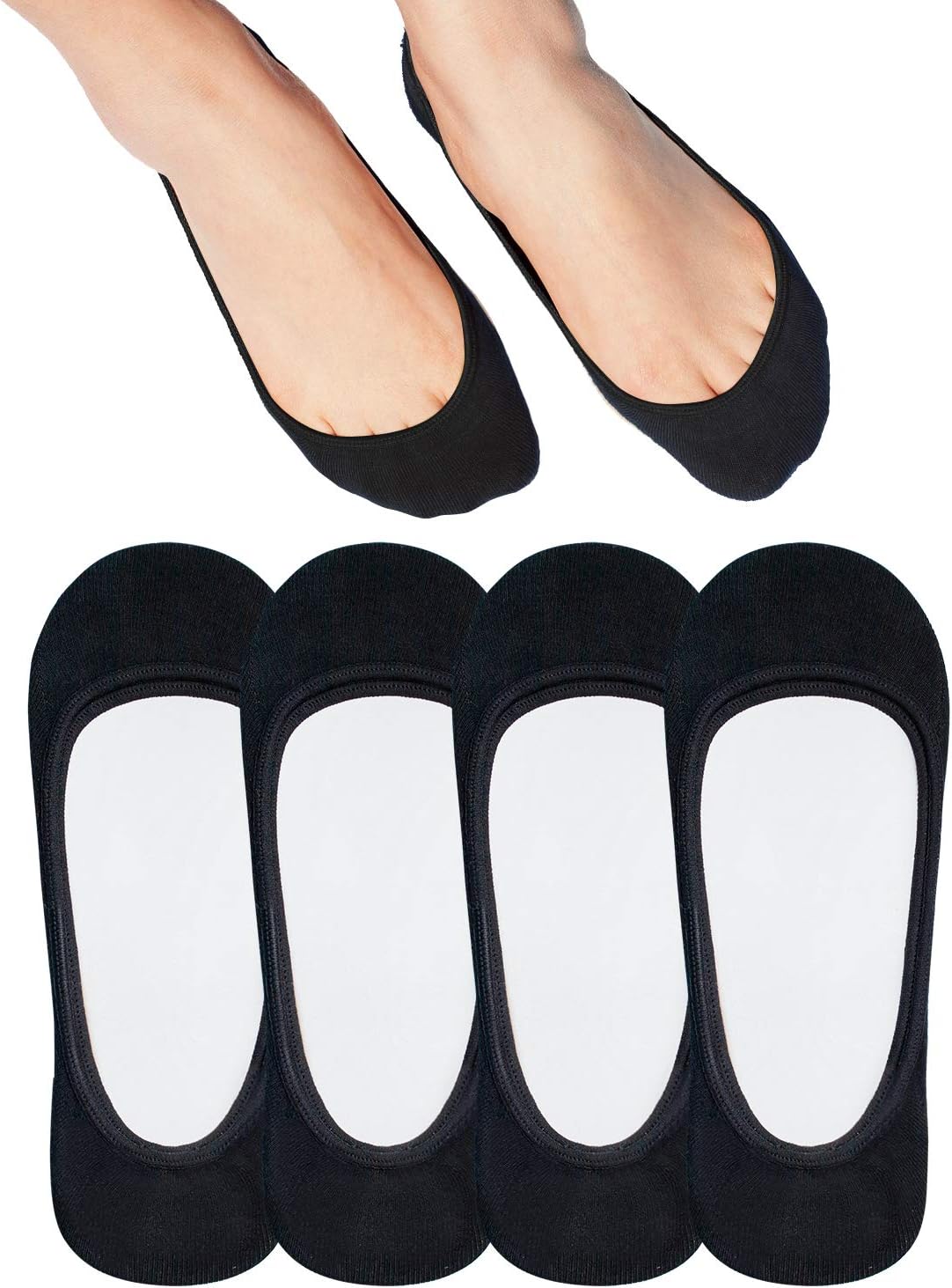 No Show Socks Women for Flats 4 to 8 Pack Non Slip Invisible Ultra Low Cut Socks Shoe Size 5-8/9-11