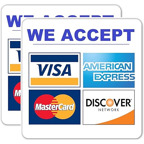 2 Piece Credit Card Decals: A Convenient and Professional Way to Display Accepted Payments