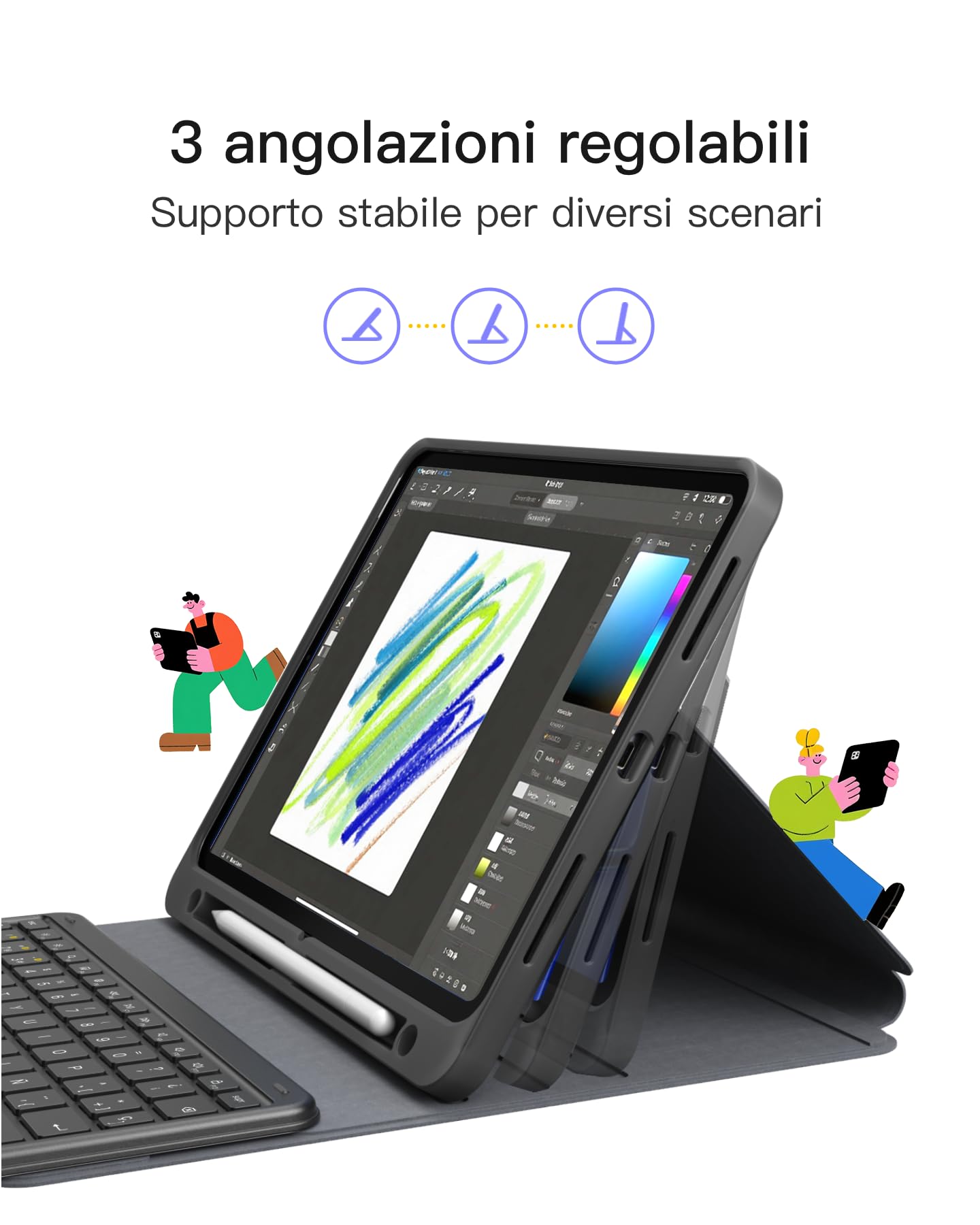 Inateck Custodia Tastiera iPad A16/10a Gen, Bluetooth 3 Canali | Per iPad Air 11" M4/M3/M2, Air 5/4, Pro 11", touchpad e porta penna, rimovibile, Classic, Nero