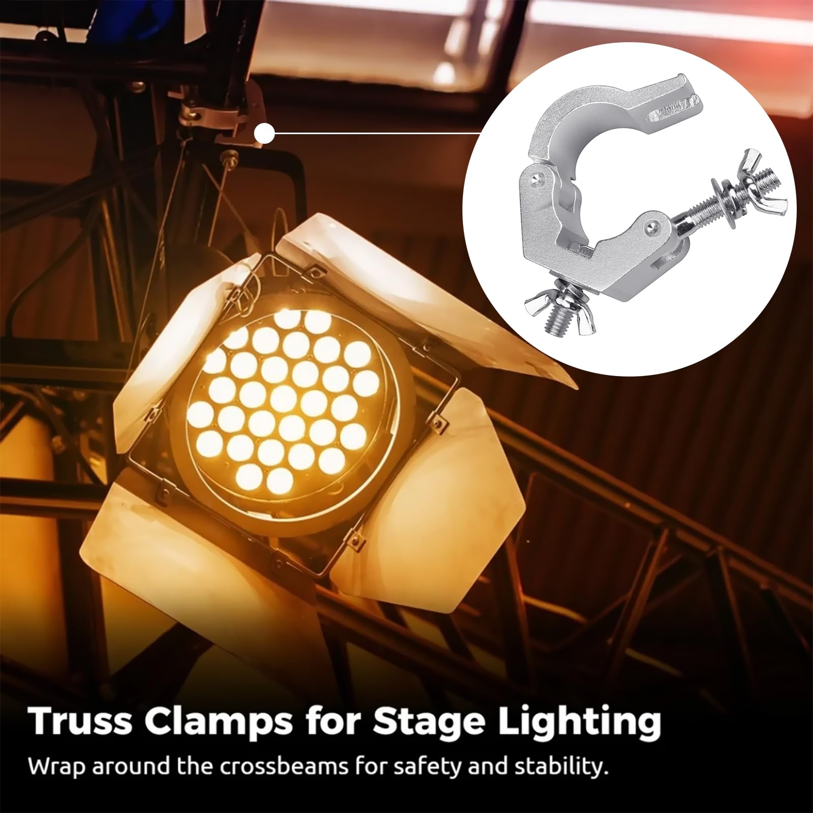 Truss Clamp 48-51mm Carga 100kg,Forreen 4 Pack Gancho para Truss Pinza de Gancho Truss Clamp Resistente Truss DJ O-Clamp para Fijacion Cabeza Móvil Hook O Clamps