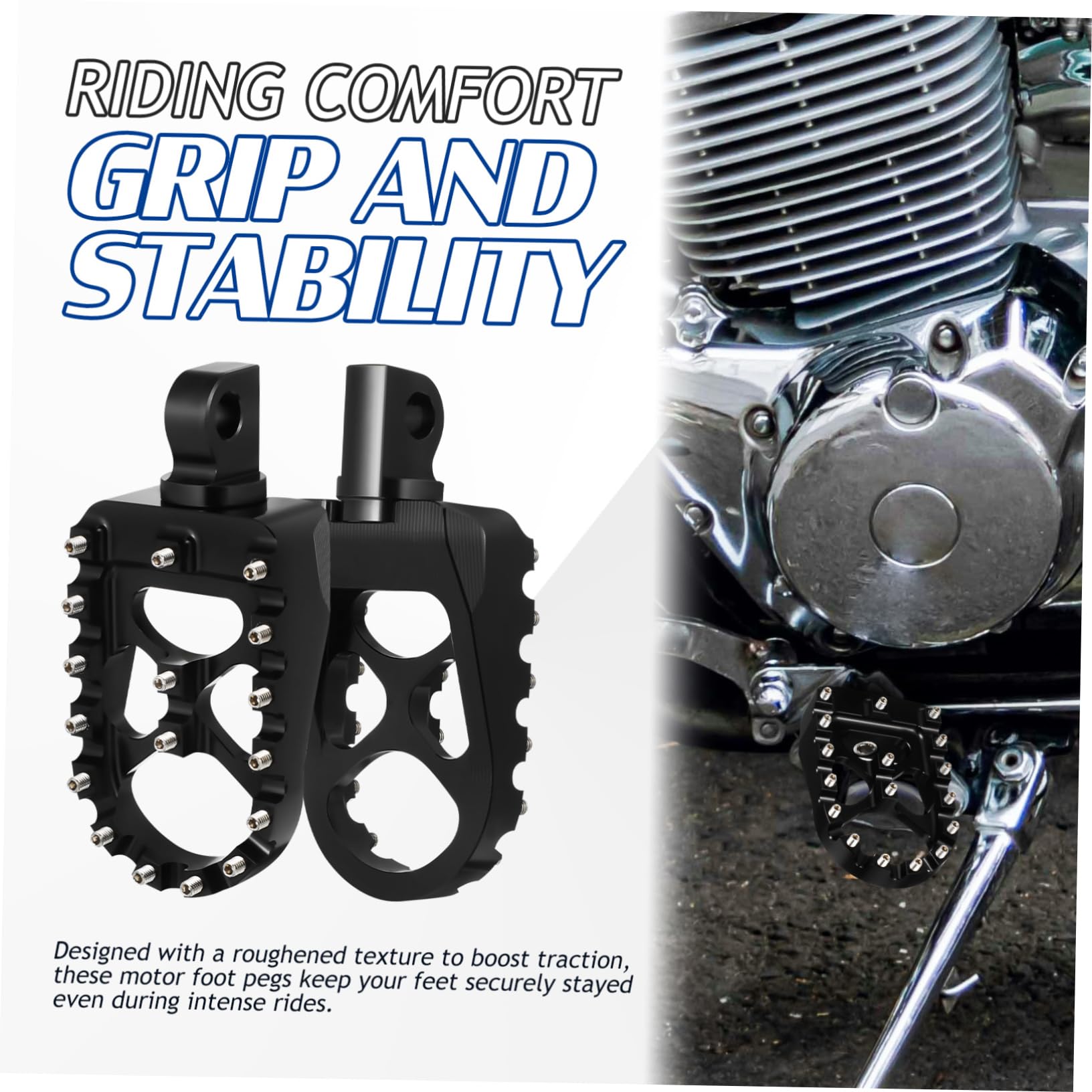 Estriberas de Aluminio Cnc para Moto de Cross, Negro, Reposapiés de Motor Compatibles, Diseño Antideslizante, Ligero y Resistente, Accesorio para Motocross y Off-road