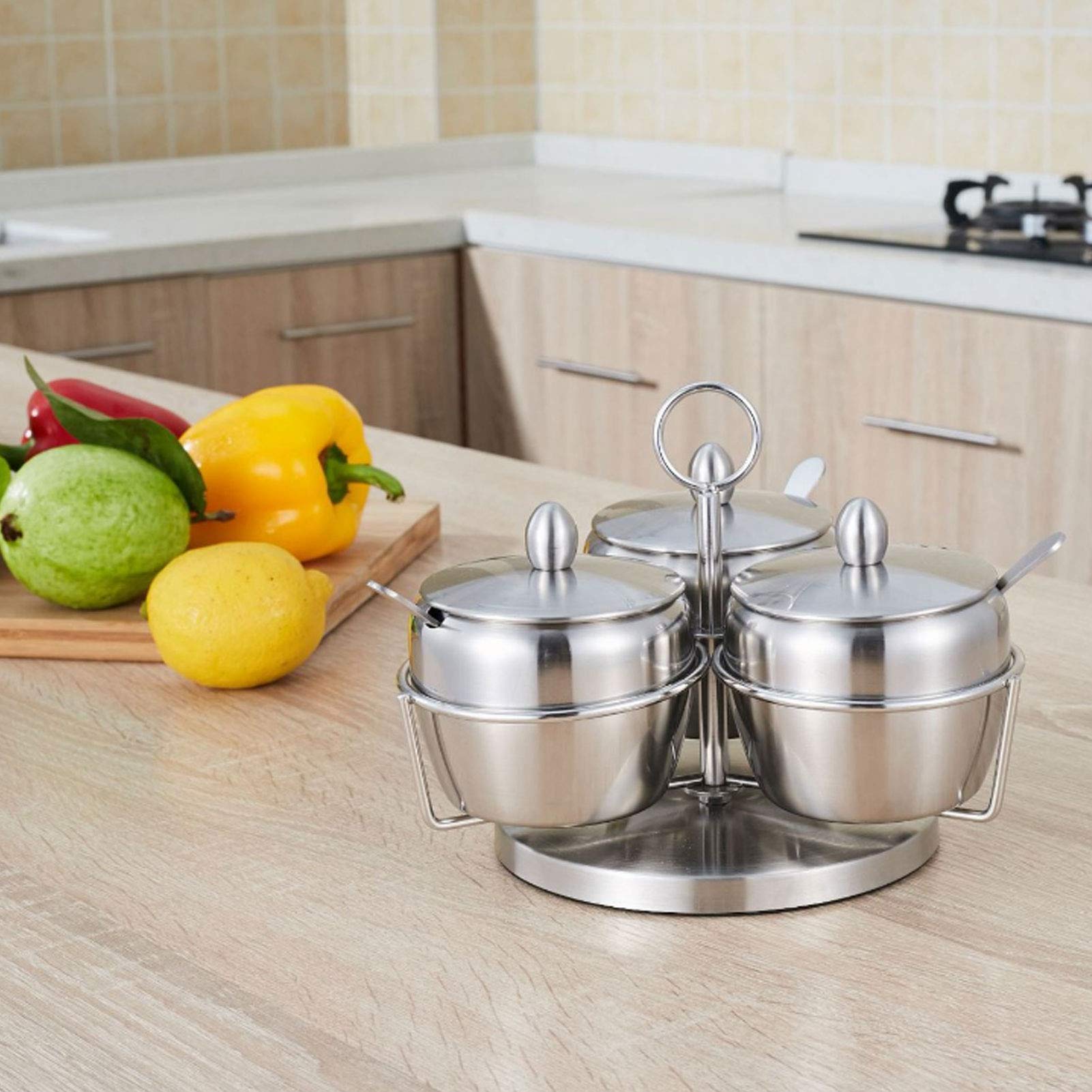 Amazon.co.jp: ステンレス製調味料ボックス 調味料瓶セット 3点