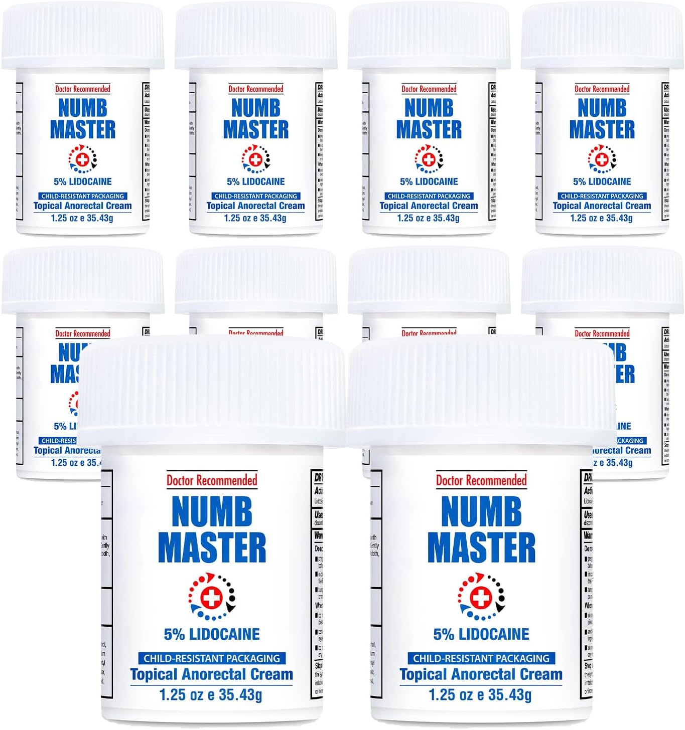 Clinical Resolution Numb Master 10 Pack 5% Lidocaine Topical Numbing Cream, Maximum Strength Long-Lasting Pain Relief, Fast Acting Topical Anesthetic Cream with Aloe Vera, Vitamin E