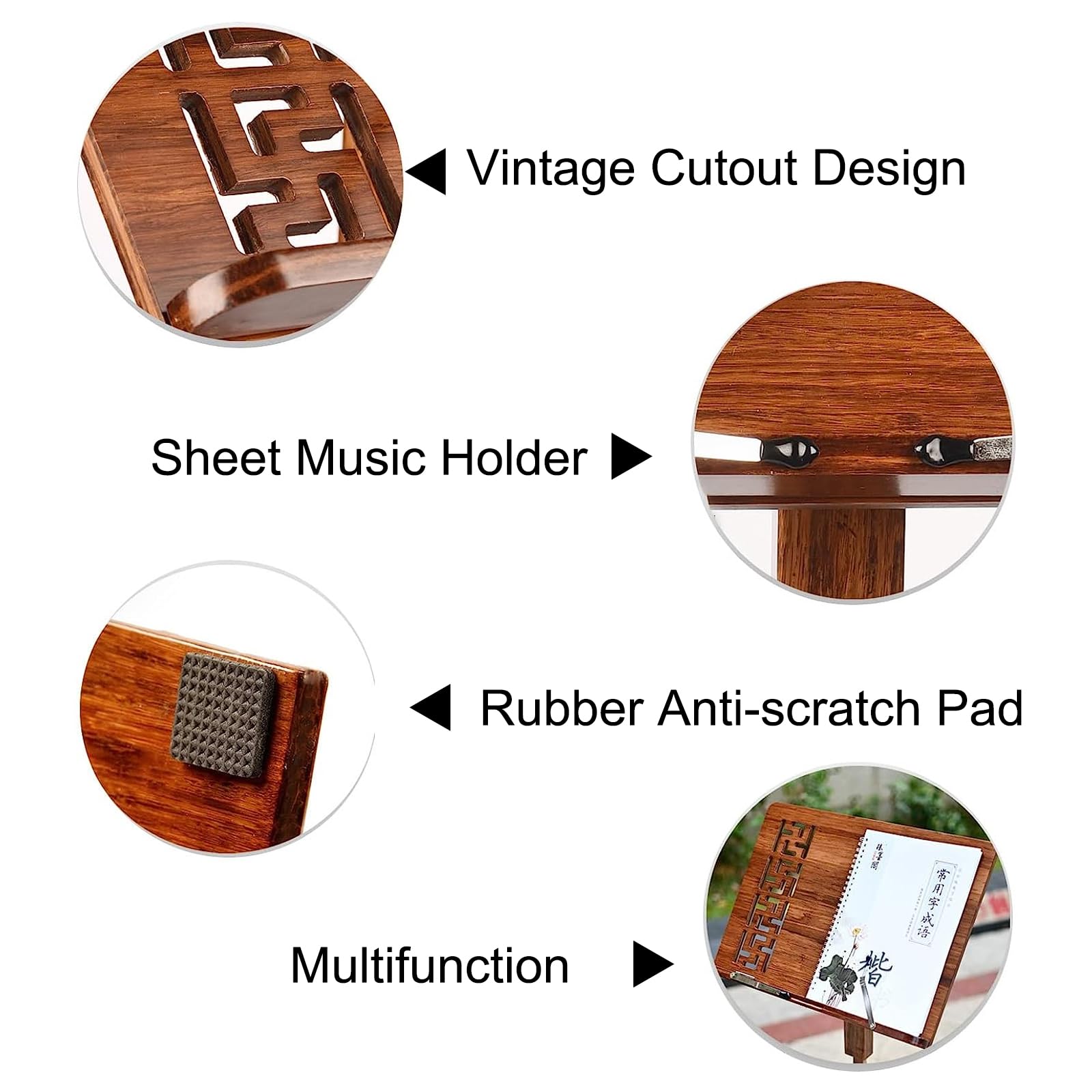 Soporte para partituras, portátil, plegable, de madera, trípode estable para lectura y visualización, ideal para actuaciones instrumentales y viajes