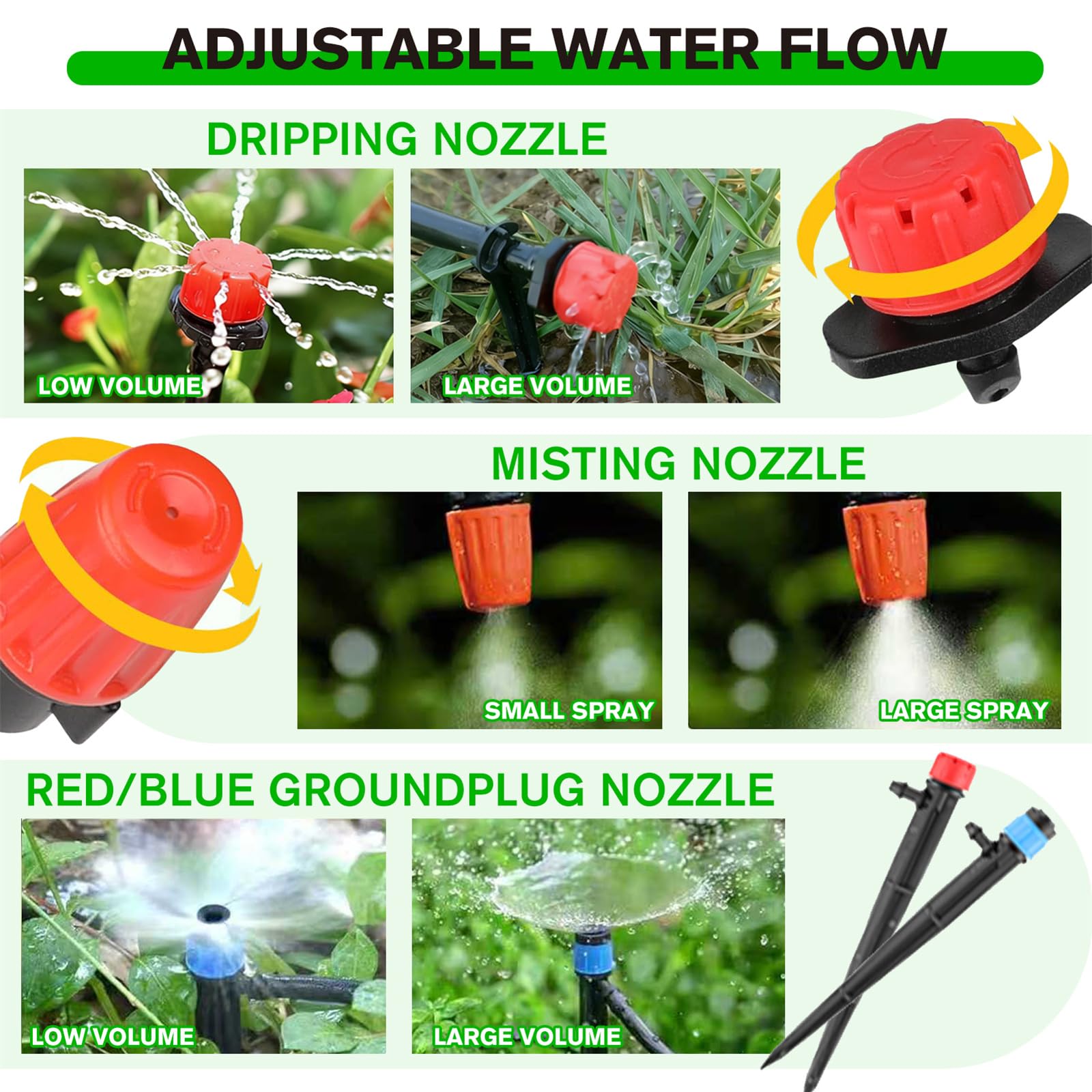 Garten Bewässerungssystem, Garten Bewässerung Kit, 50M+15M Bewässerungsrohre, Automatik Tröpfchenbewässerung Gartenbewässerung Misting Kühlsystem für Landschaft, Flower Bed und Terrasse Pflanzen