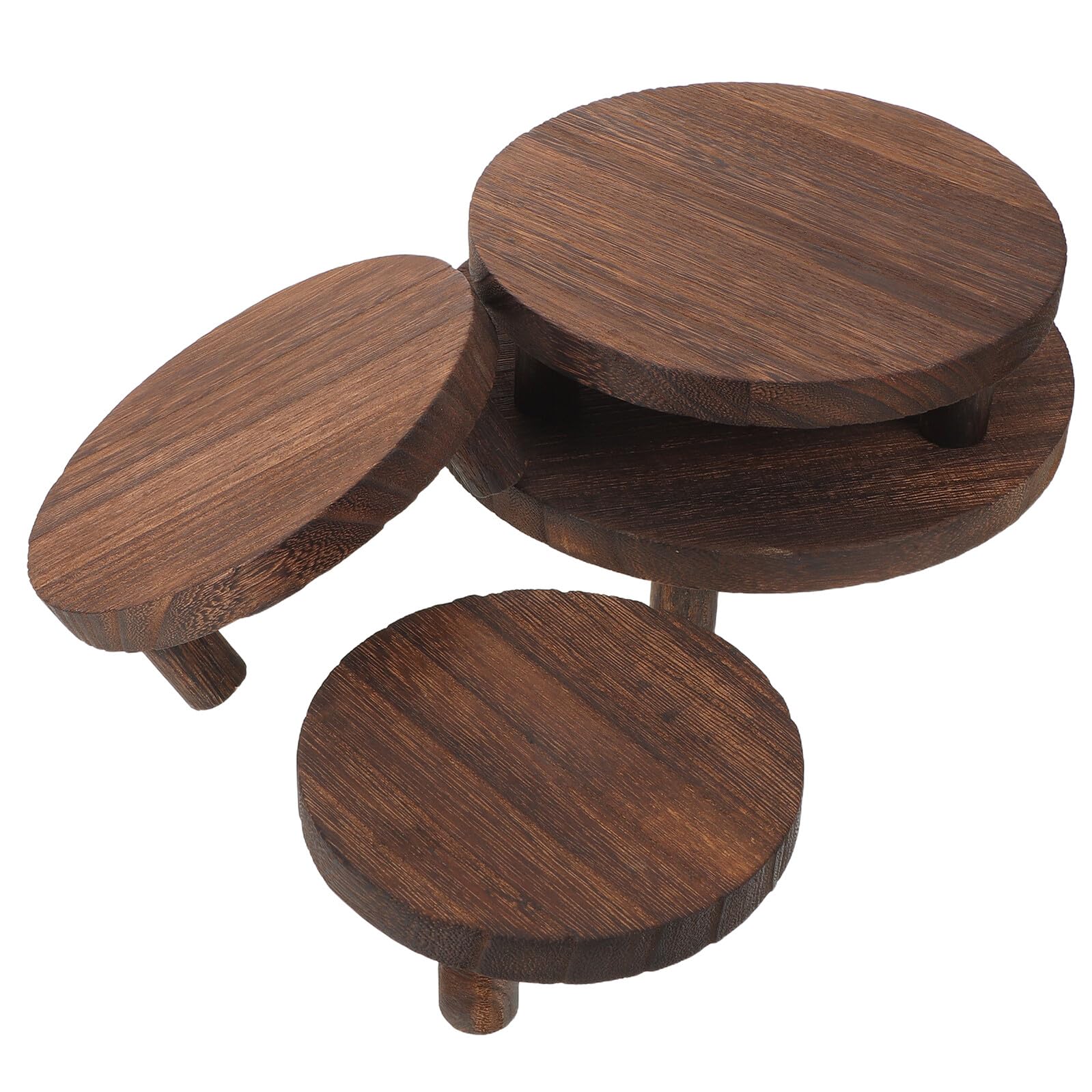 DOITOOL 4pezzi Espositore in Legno Naturale da Design Rotondo Stile Fattoria Supporto per Vasi Oggetti Decorativi Artigianato e Gioielli Base Solida per Esposizione da Tavolo
