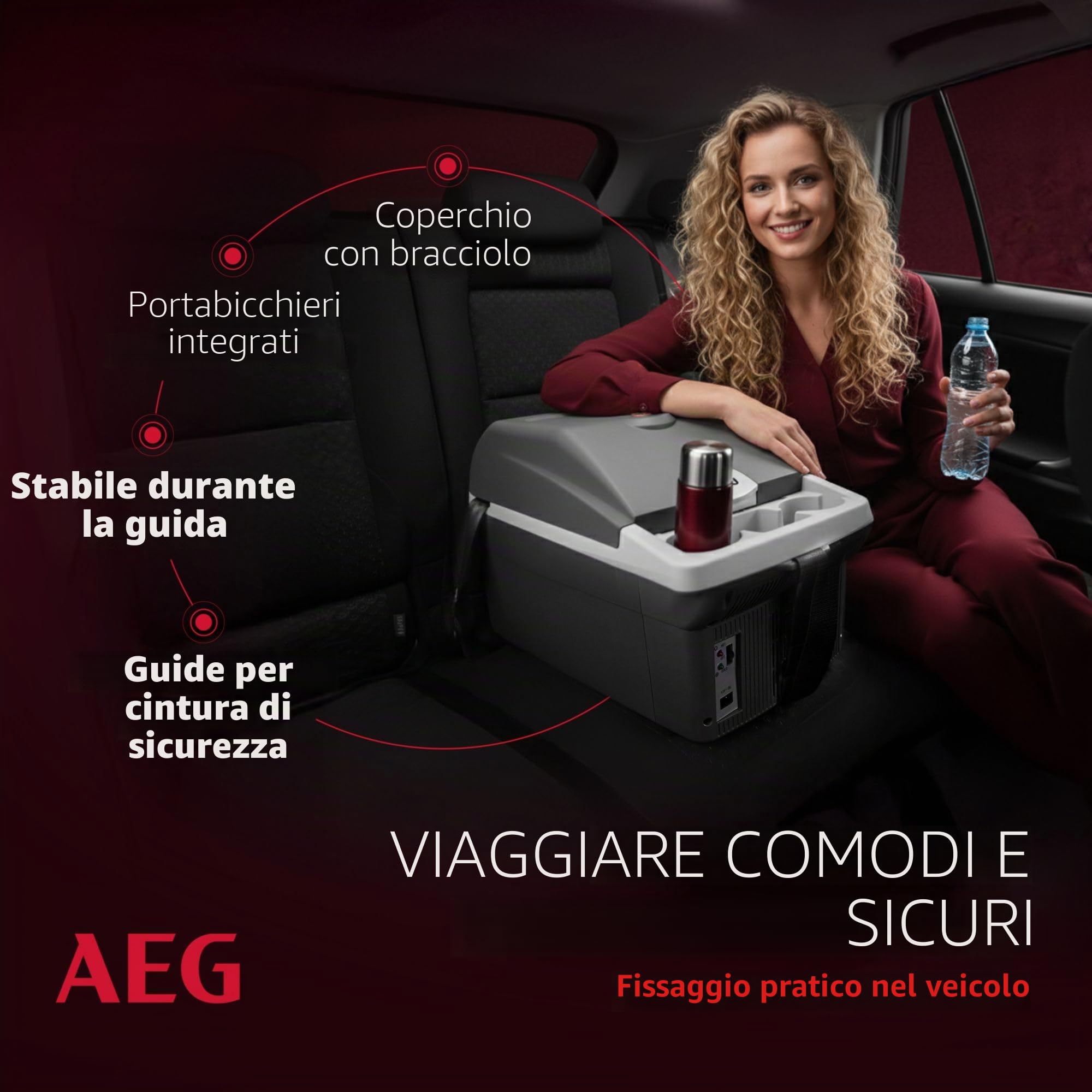AEG Automotive Board-Bar BK 16 Contenitore termoelettrico refrigerante e scaldino 16 litri, 12 Volt per auto e presa elettrica, può essere fissato all'auto